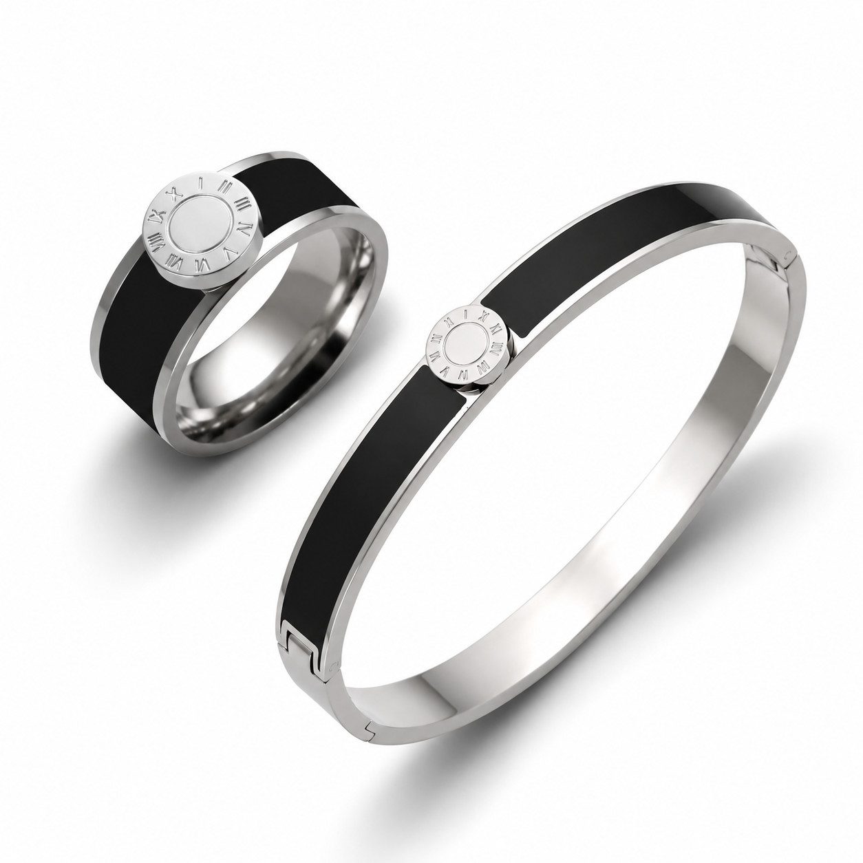 Schmuckset Damen Schmuckset Armreif und Ring-Edelstahl-moderner Sommer Schmuck