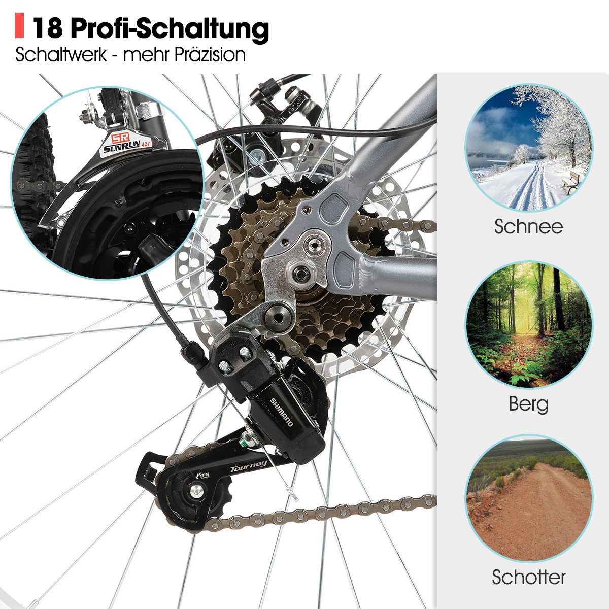 HILAND Mountainbike 26 27 29 Zoll Herren-Mountainbike,MTB Fahrrad für Erwachsene, 18-Gang, Federgabel, Aluminiumrahmen, Mechanische Scheibenbremsen