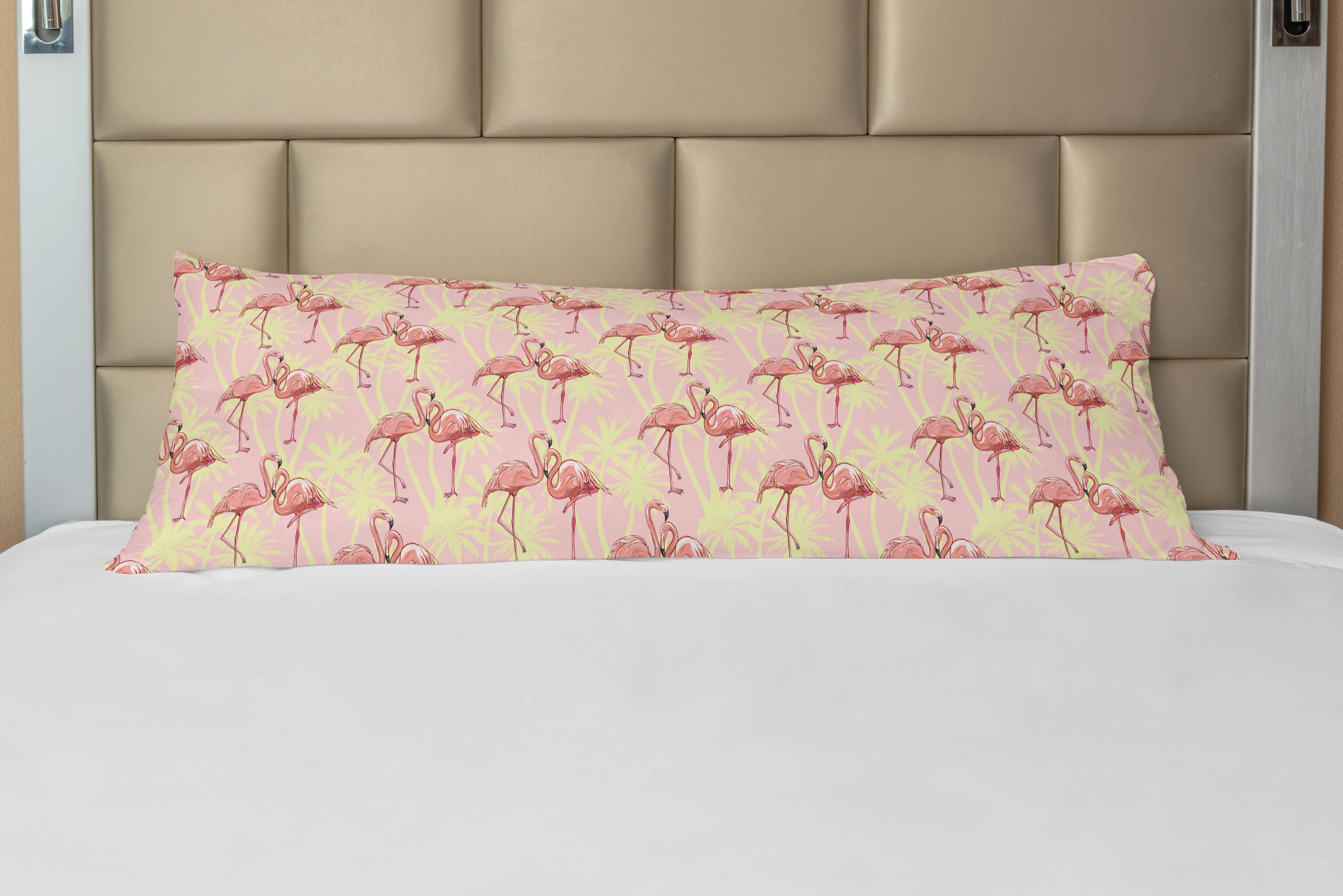 Blätter exotische Seitenschläferkissenbezug Kissenbezug, Flamingo Deko-Akzent Abakuhaus, Langer