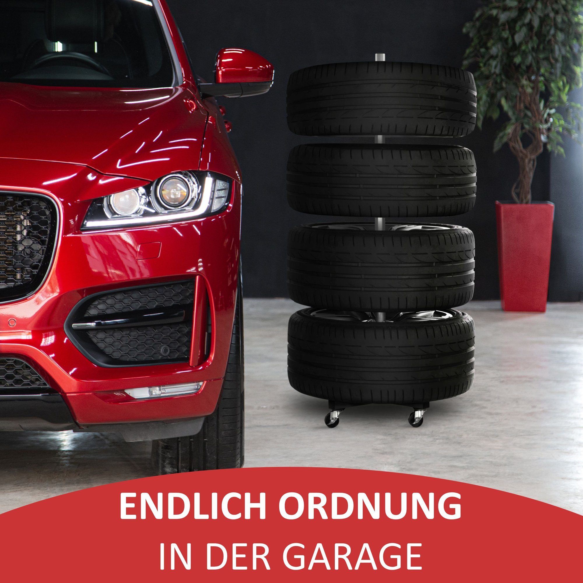 bonsport Rim Tree for 4 Car Tires incl. 8-Piece Set of Tire Markers