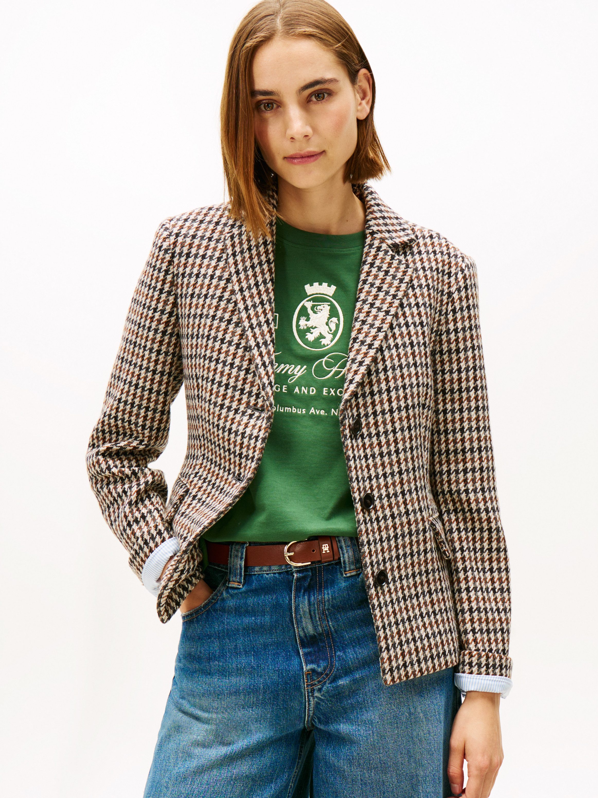 Tommy Hilfiger Kurzblazer HERITAGE CHECK BLAZER aus reiner Wolle günstig online kaufen