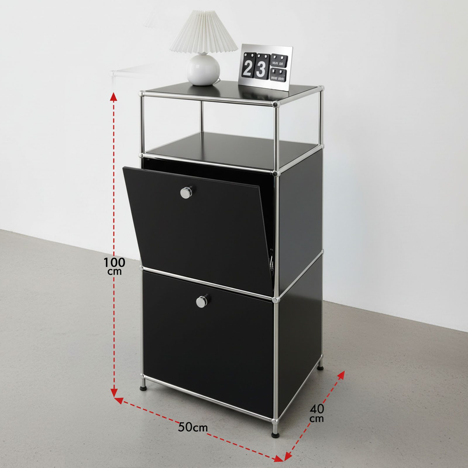 Floordirekt Mehrzweckregal Concept Epure MK-120, B50 × T40 × H100 cm, verschließbar Fächer, modular, Aufbewahrungsregal mit verchromtem Metallgestell, Design Re – Bild 3 von 5