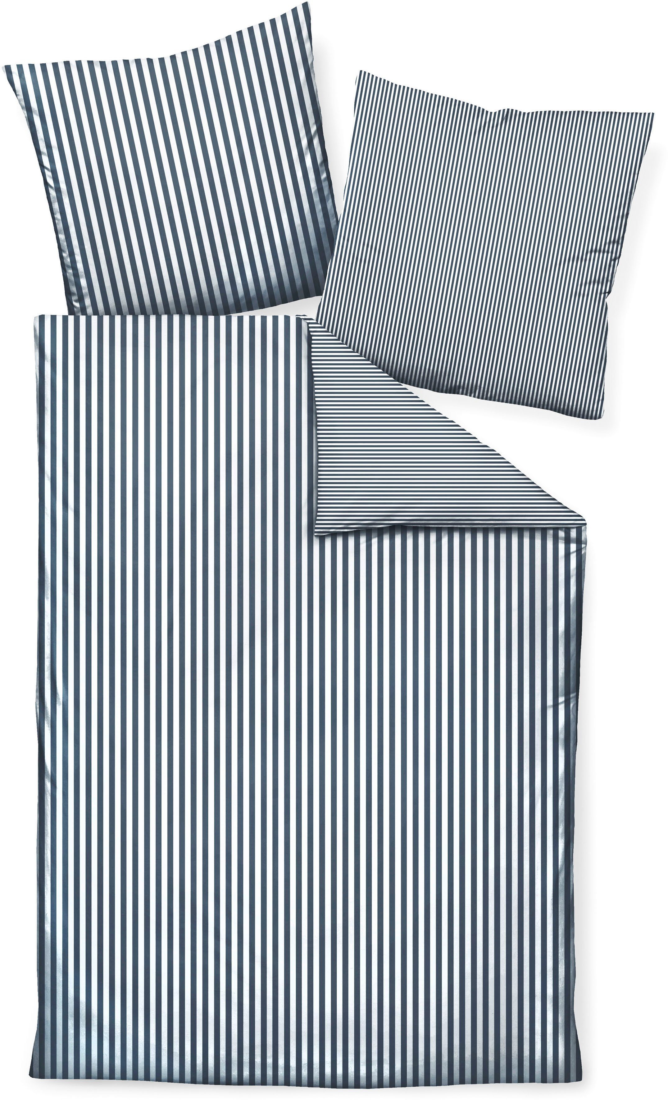 Janine Wendebettwäsche modernclassic 3912, 100% Baumwolle, Mako-Satin, 2 teilig, mit Reißverschluss, Streifen Design