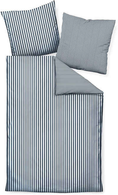 Wendebettwäsche modernclassic 3912, 100% Baumwolle, Janine, Mako-Satin, 2 teilig, mit Reißverschluss, Streifen Design