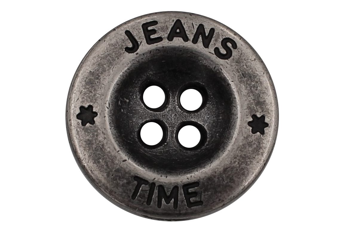 Hartmann-Knöpfe Jeansknopf 1 Set (10 Knöpfe) Metallknöpfe 4-Loch "Jeans Time" altsilber farben