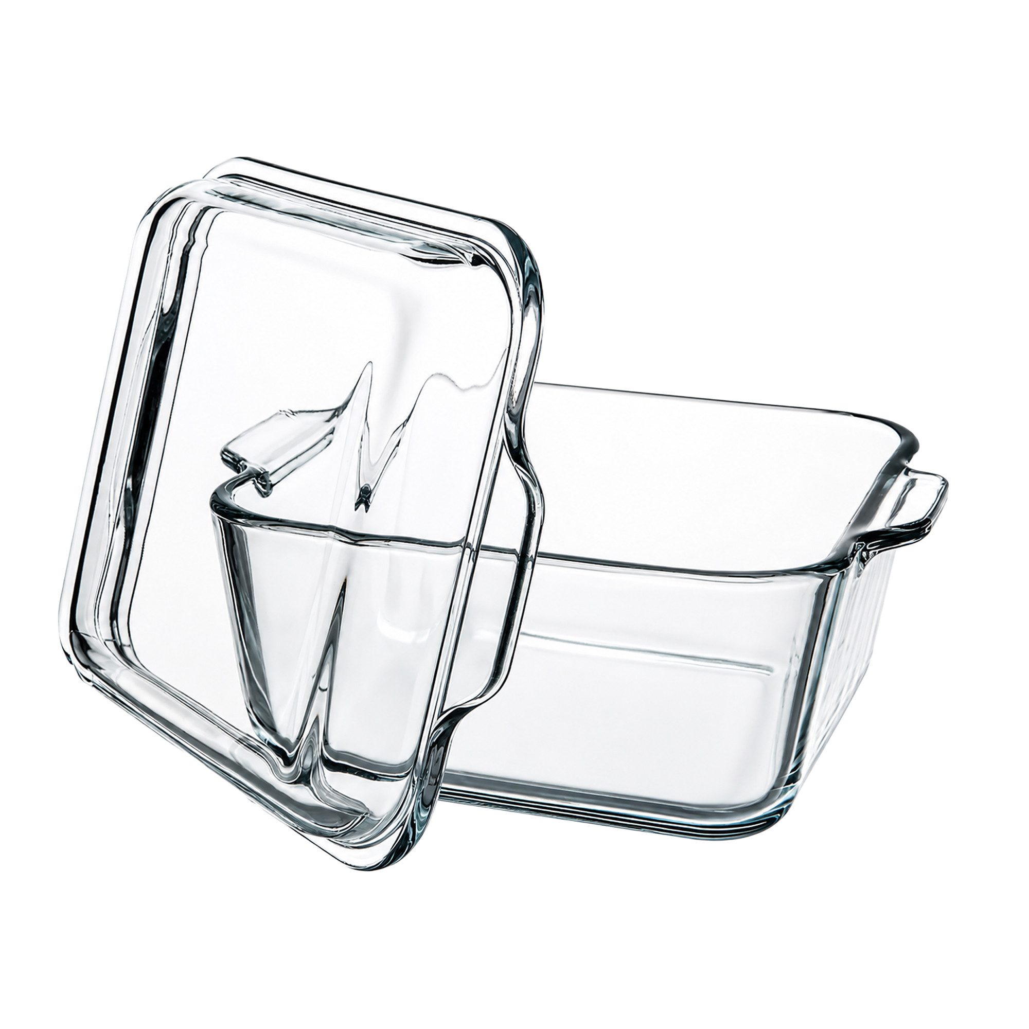 Pasabahce Auflaufform Borcam Glas-Auflaufform mit Deckel 1000 ml 174 × 147 mm, Borosilikatglas, (2-St), für Heißluftfritteusen geeignet (maßabhängig), ofenfest, mit Deckel