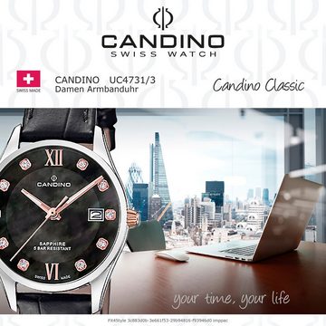 Candino Quarzuhr Candino Damenuhr Classic, Damen Armbanduhr rund, Edelstahlarmband schwarz