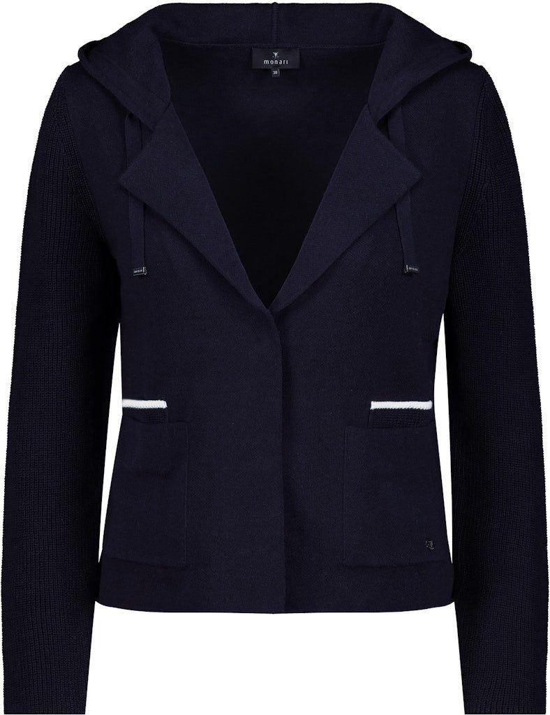 Monari Blusenblazer Dunkelblau Blazer mit Strickärmeln und Kapuze günstig online kaufen