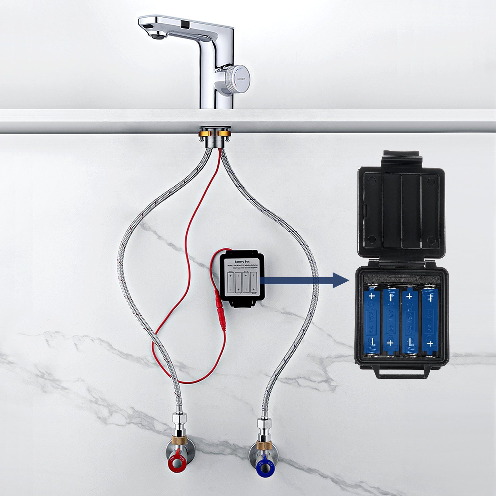 Lonheo Silber Mischbatterie IR Wasserhahn Automatik Sensor Waschtischarmatur Infrarot Waschbecken