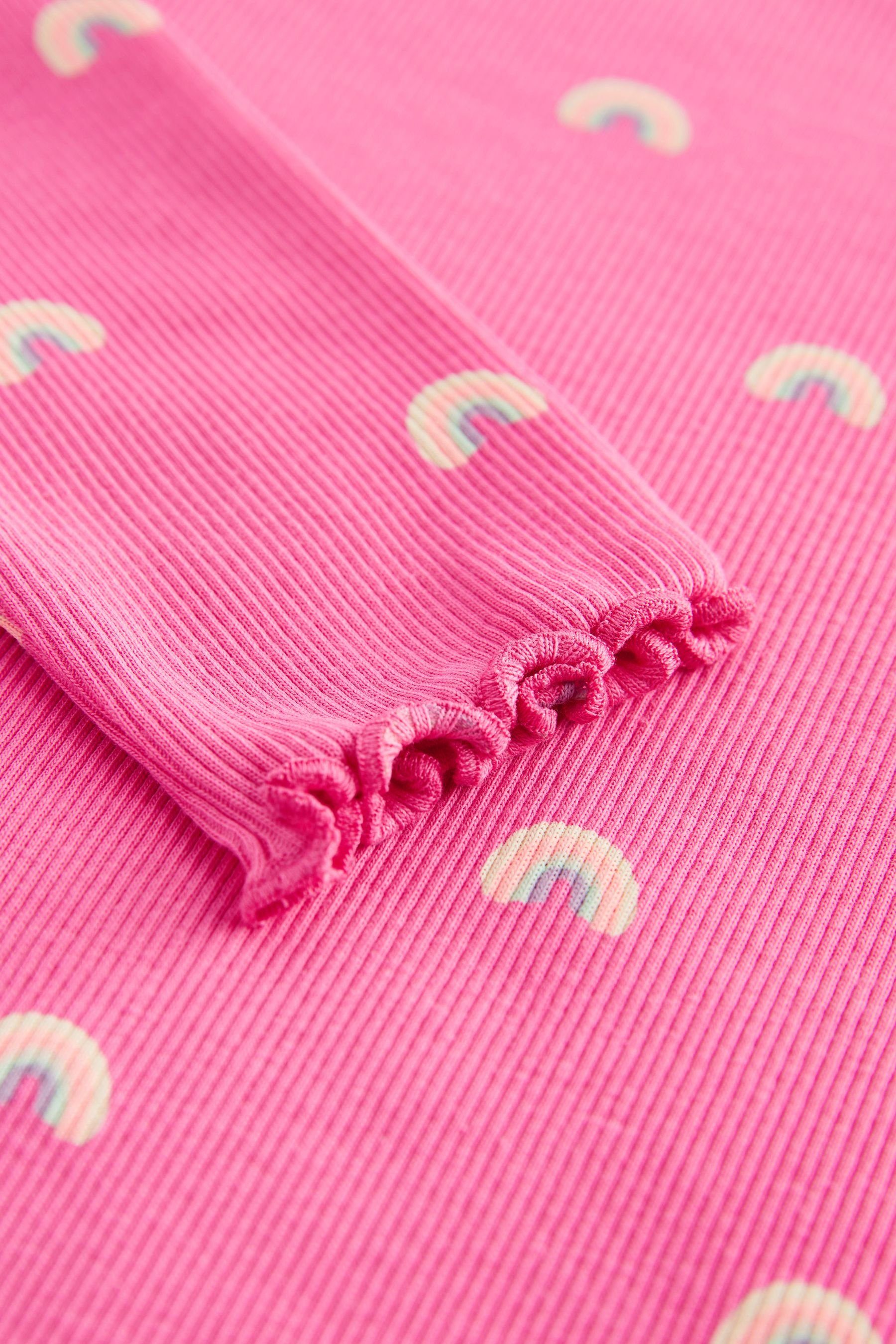 (1-tlg) Langarmshirt Bright Feinripp-Shirt Langärmeliges Next Rainbow Pink