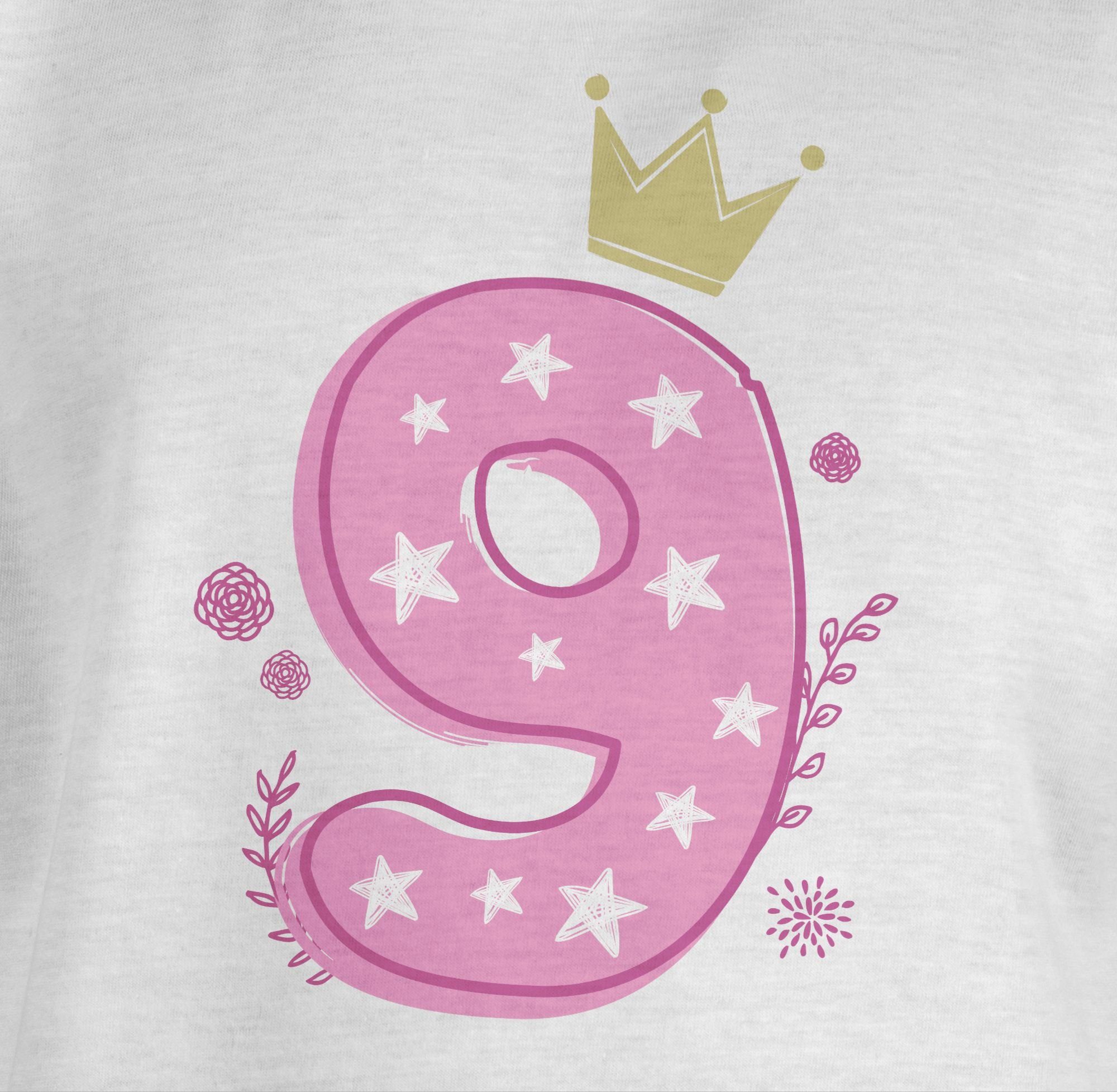 Shirtracer T-Shirt Neunter Mädchen Krone Sterne 9. Geburtstag – Bild 3 von 5