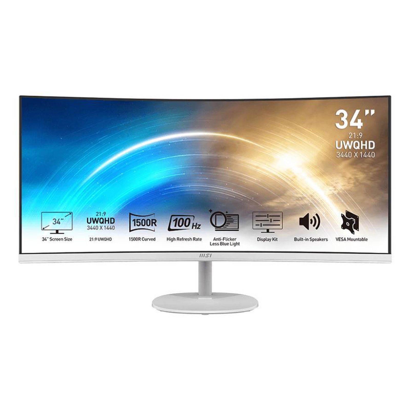 MSI PRO MP341CQW LCD-Monitor (Ultrawide Curved Monitor mit UWQHD, 100Hz, 1ms Reaktionszeit)
