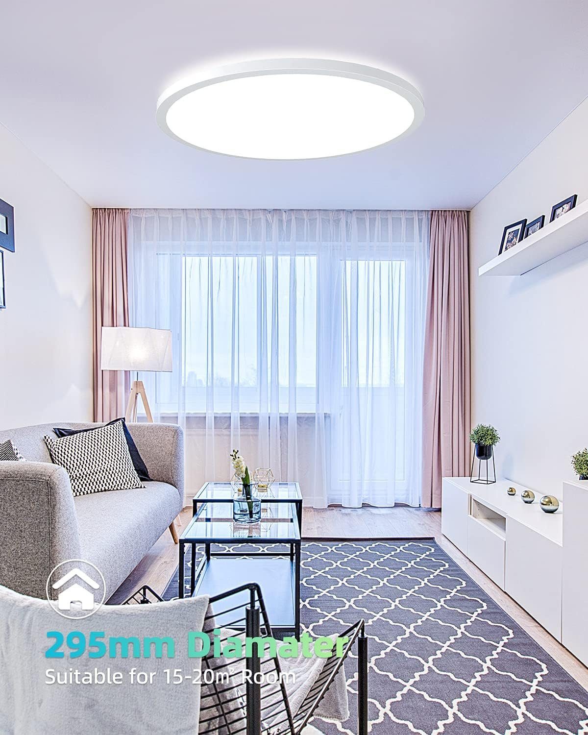 Nettlife LED Panel Deckenleuchte Dimmbar fest Kaltesweiß, Superhell mit Schlafzimmer für Küche Kinderzimmer IP44, Fernbedienung LED 24W integriert, und Energiesparend, nicht Wohnzimmer dimmbar