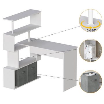 TWSOUL Eckschreibtisch Eckschreibtisch, Drehbarer Computertisch mit Ablage