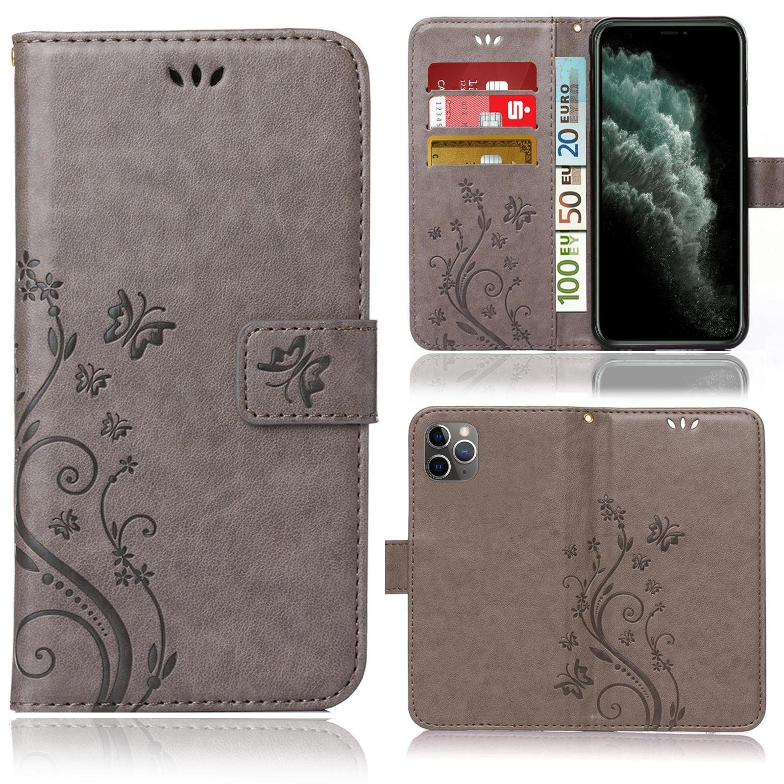 Numerva Handyhülle Bookstyle Flower für Apple iPhone 11, Handy Tasche Schutzhülle Klapphülle Flip Cover mit Blumenmuster