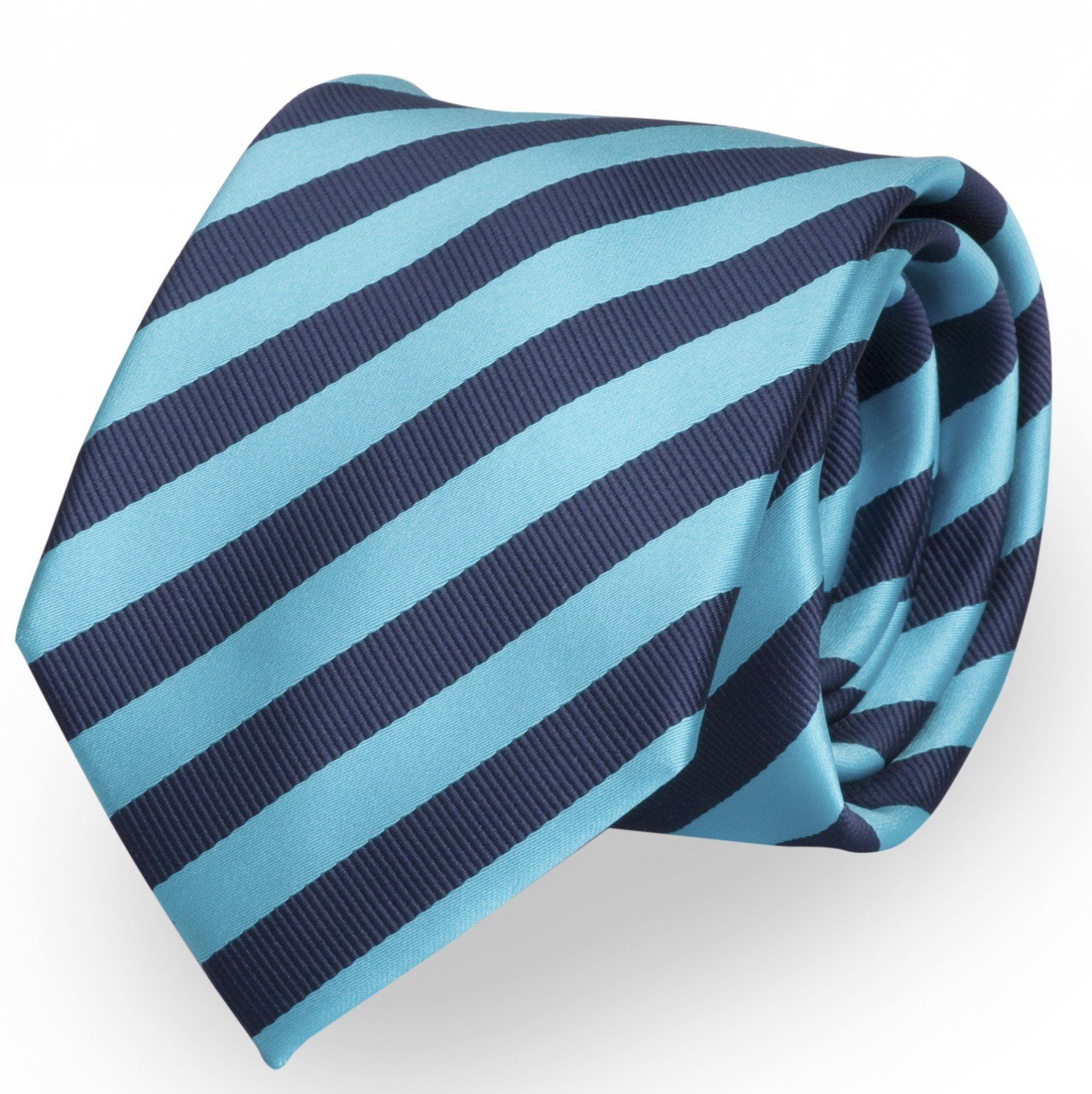 Fabio Farini Krawatte gestreifte Herren Krawatte - Tie mit Streifen in 6cm oder 8cm Breite (ohne Box, Gestreift) Breit (8cm), Dunkelblau/Türkis | Breite Krawatten