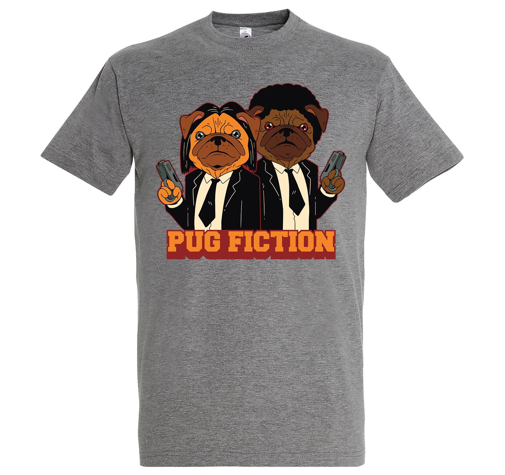 Youth Designz T-Shirt Pug Fiction Herren Shirt mit trendigem Frontprint Grau