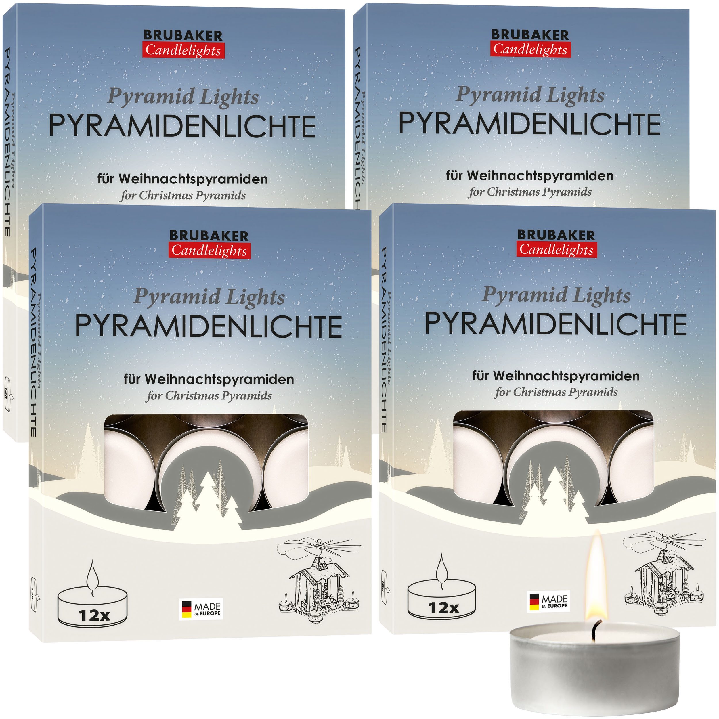 BRUBAKER Teelicht Pyramidenteelichter aus Paraffin mit Metallhülle - Pyrami günstig online kaufen