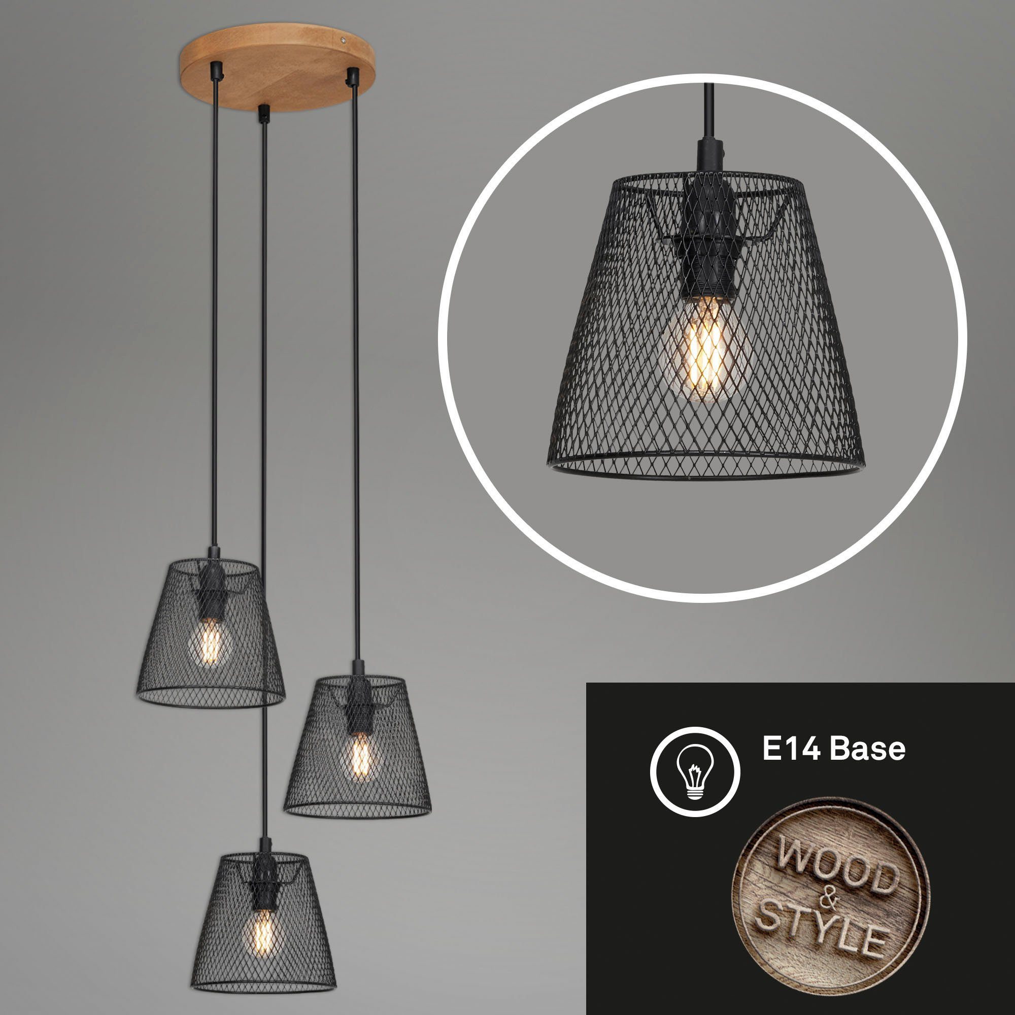 Briloner Leuchten Pendelleuchte Pendelleuchte TAUNUS, 3-flammig, retro/vint günstig online kaufen