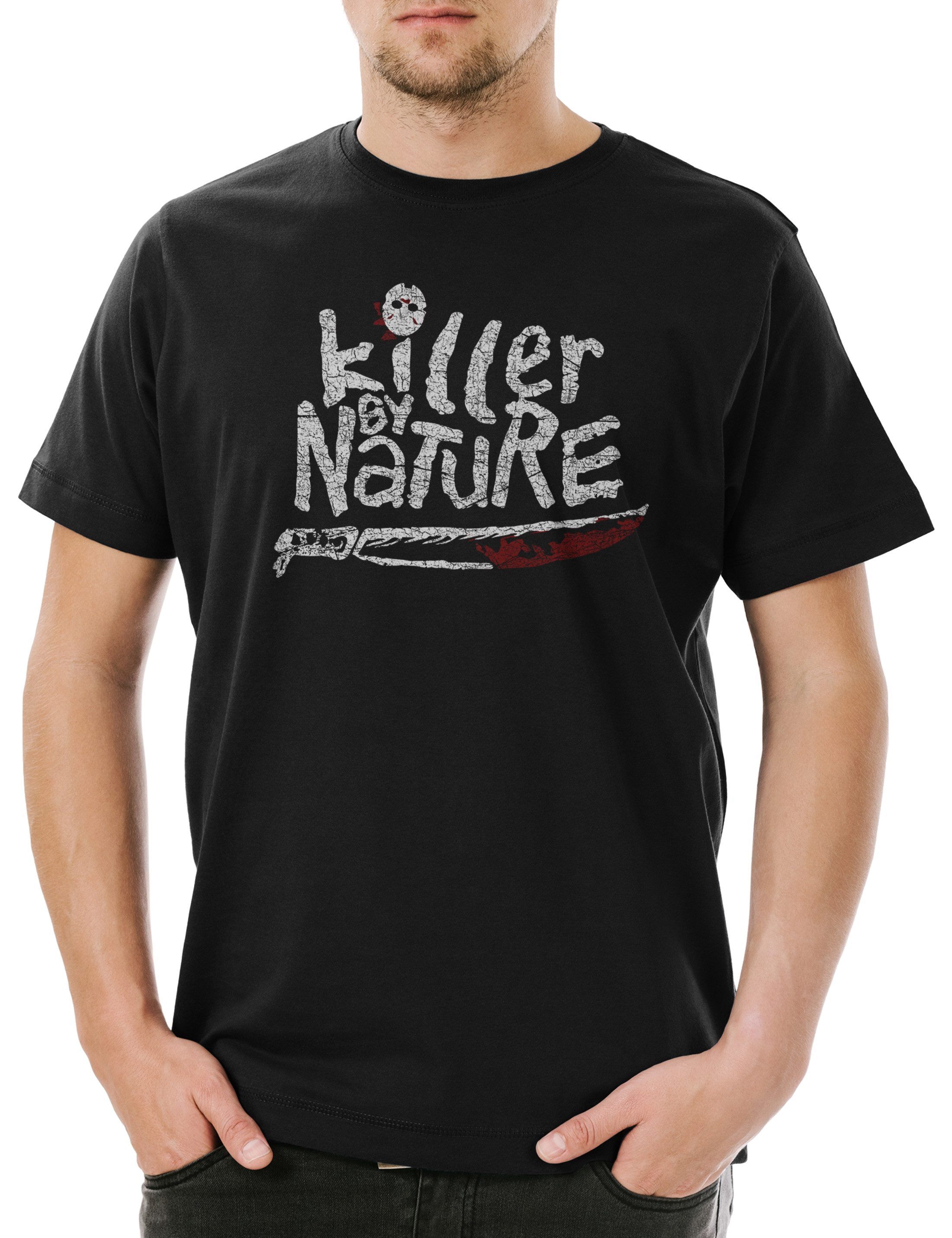 Print-Shirt Killer By Nature Herren T-Shirt Friday The Freitag Machete Jason Mask
