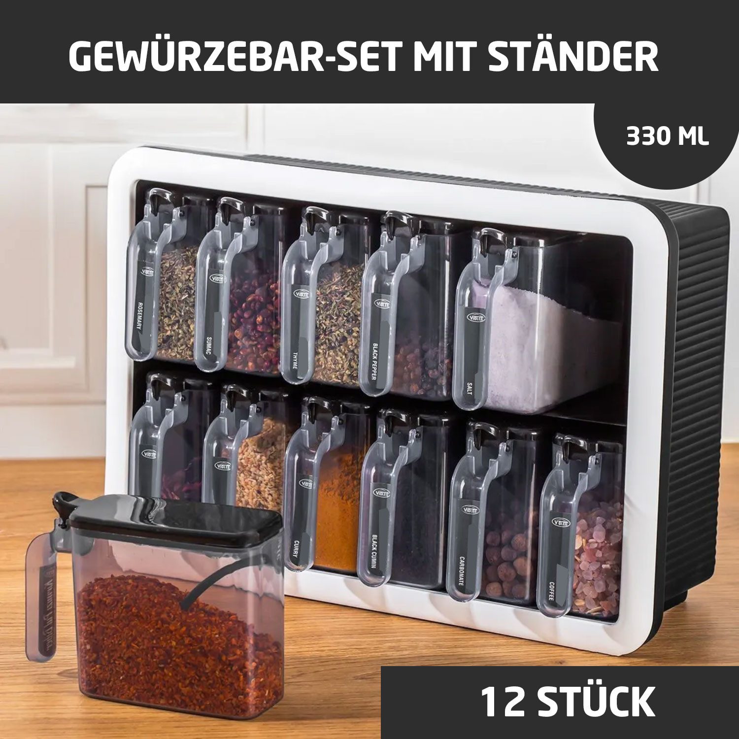 Jungengel Gewürzbehälter Wandbehälter 13-Teilig Gewürzdosen Wandmontage günstig online kaufen