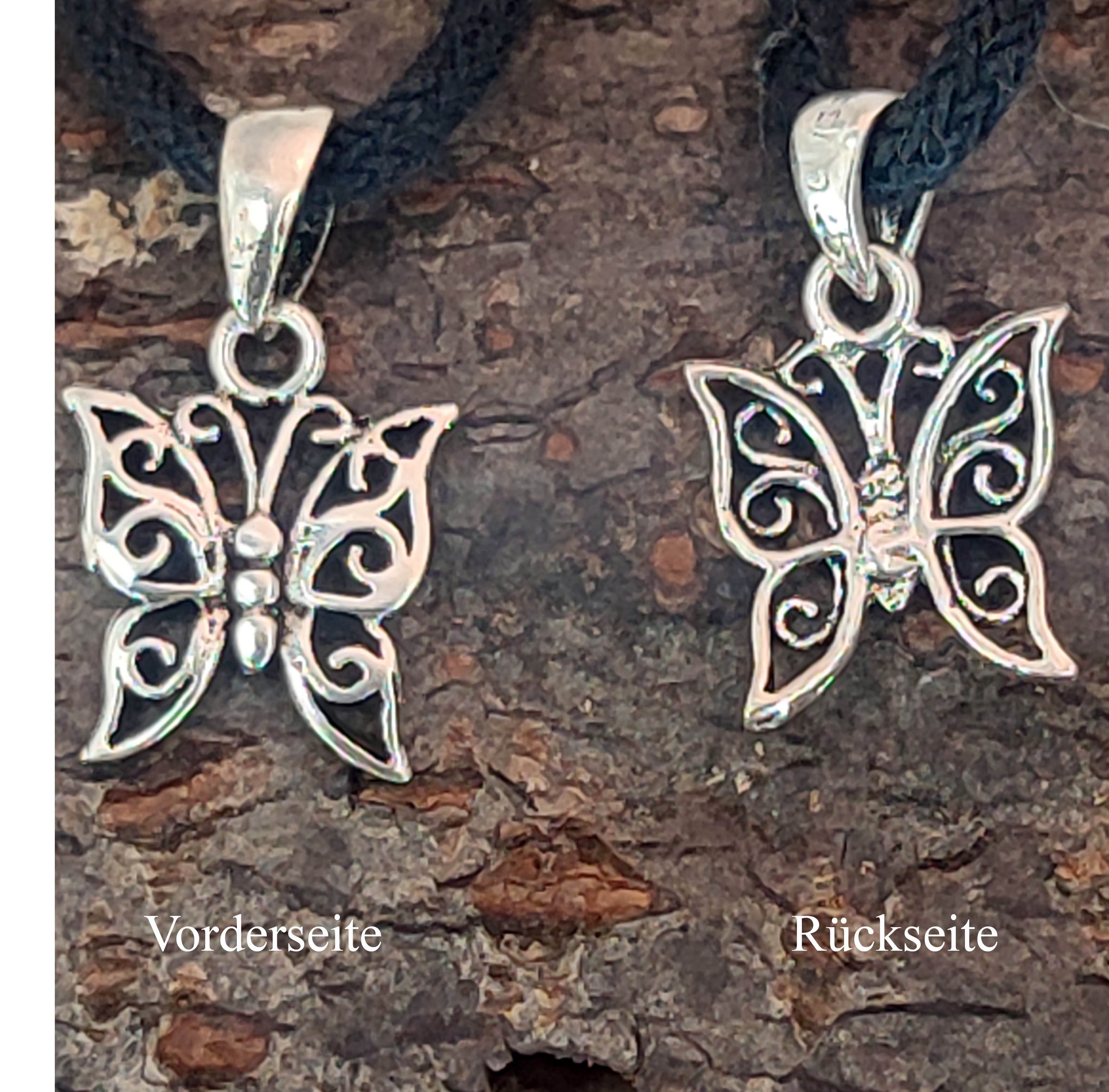 Schmetterlings Sterling Kiss of Silber Schmetterling Kettenanhänger Zierlicher Anhänger 925 Leather