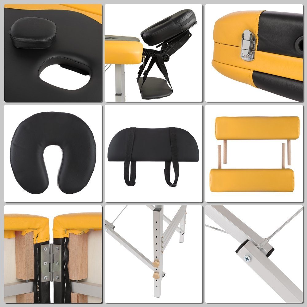 Feel2Home Massageliege Massageliege 3 Zonen Kopfstütze Ergonomische Kosmetik versch. Farben (Stück, Premium-Liege), Extra dicke Polsterung