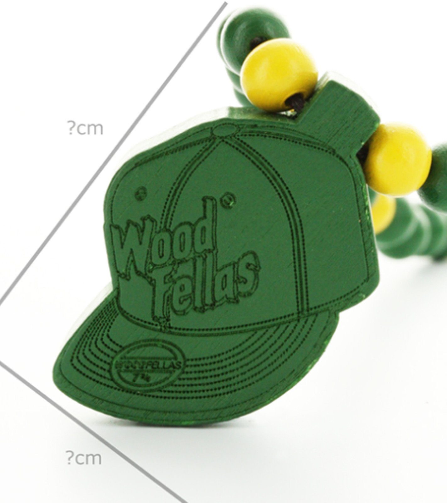 Cap Mode-Schmuck FELLAS Holz-Kette mit Hals-Schmuck auffällige FELLAS Grün/Gelb Halsband WOOD WOOD Anhänger