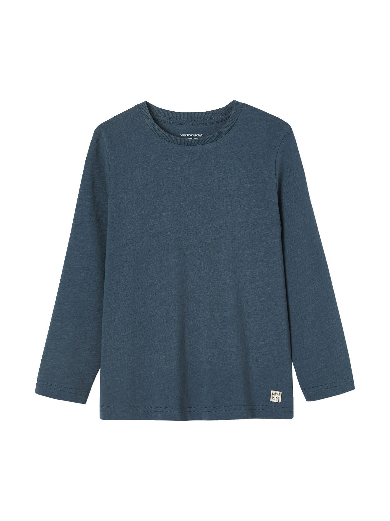 vertbaudet Langarmshirt Jungen Langarmshirt BASIC Zierlabel am Saum