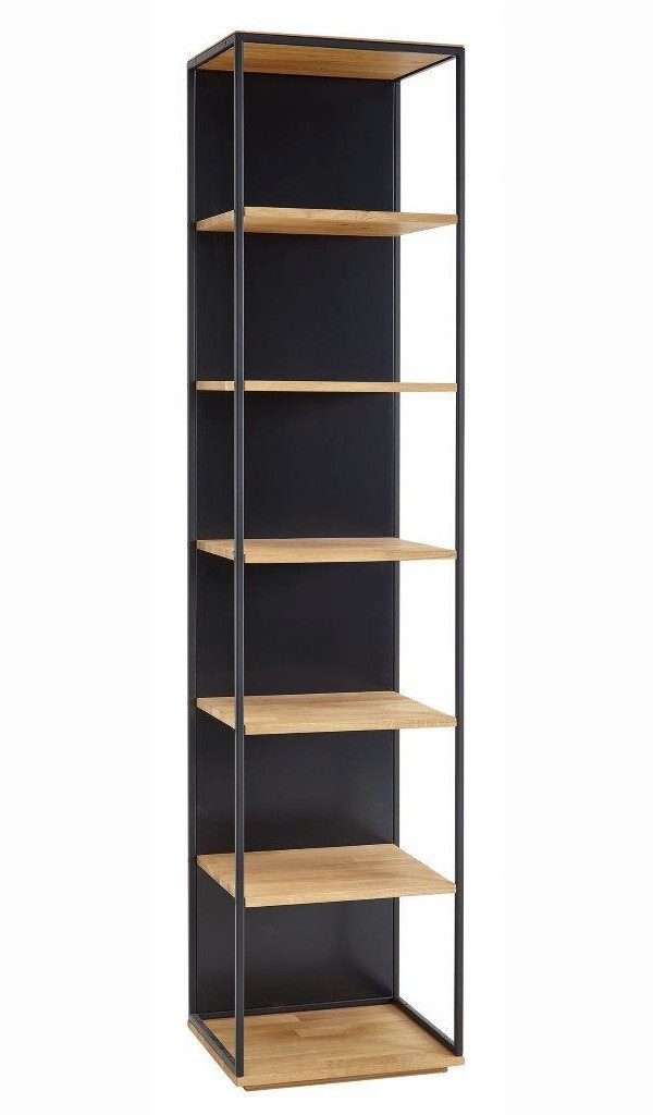 FURNARO Standregal MONZARA, Wildeiche massiv natur geölt modern komplett montiert 45x198x38 cm