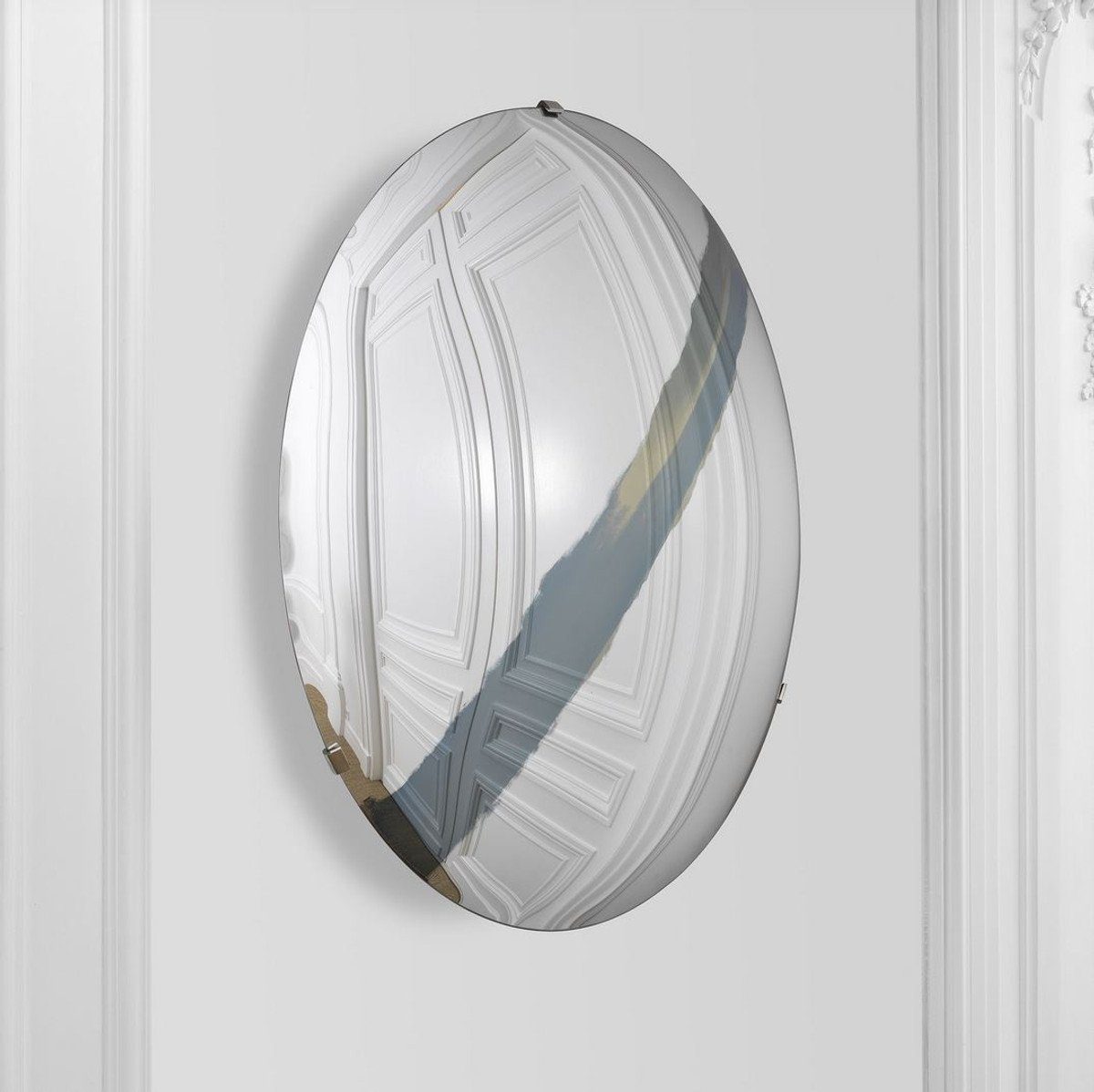 Casa Padrino Spiegel Streifen cm blauem konkaver Ø Luxus Kollektion Spiegel Wandhalterung Luxus Wandspiegel mit 119 - - Runder mit