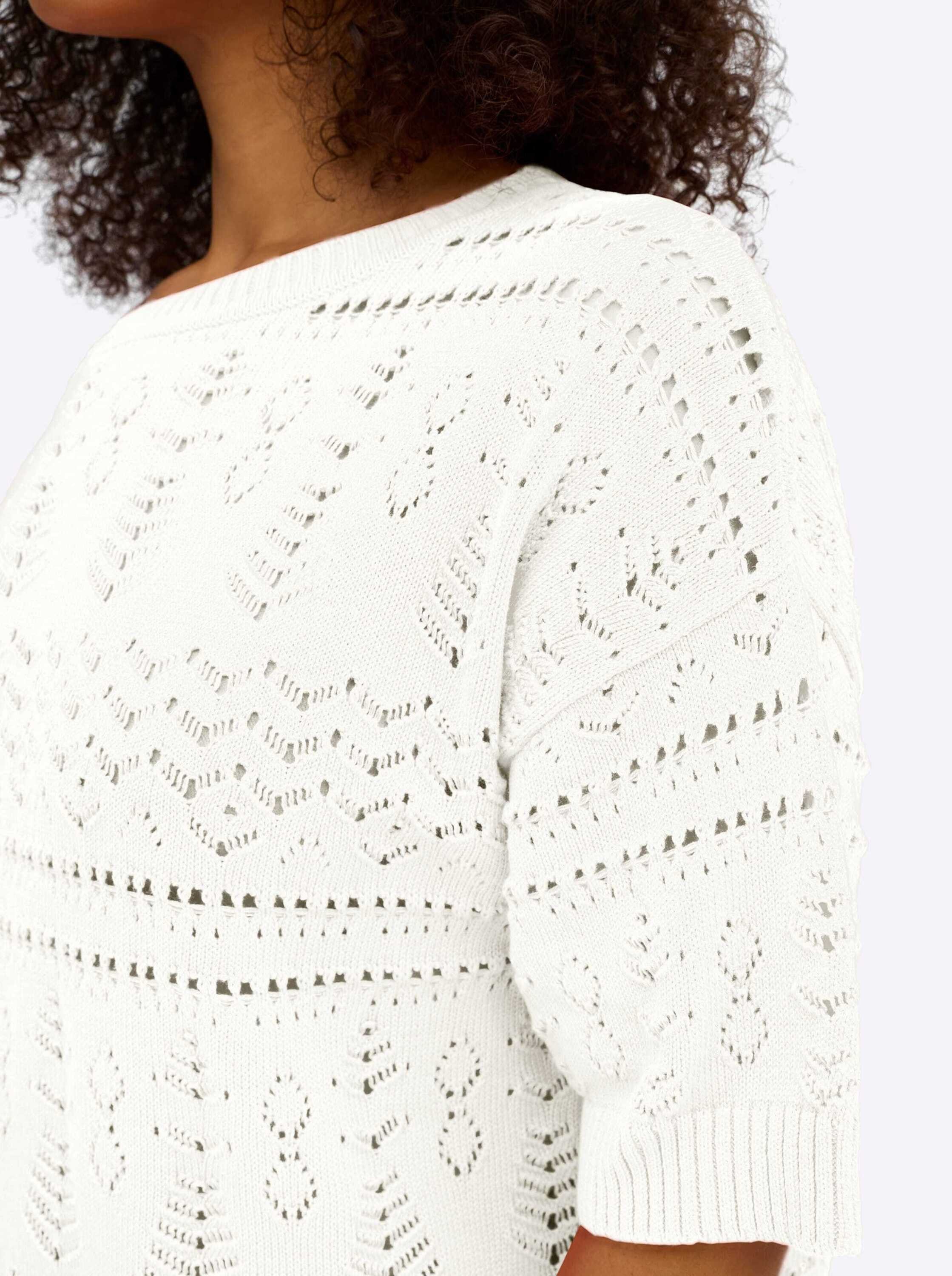 Sheego Strickpullover Kurzarm-Pullover Kurzarm Ajour