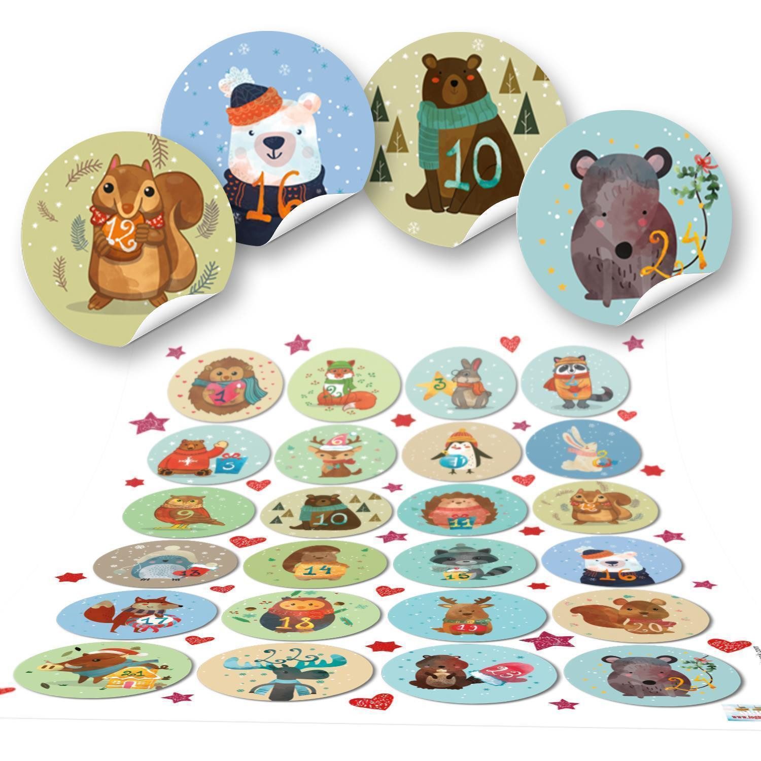 Logbuch-Verlag Dekofigur 5 x 24 Adventskalenderzahlen Aufkleber Ø 4 cm aus günstig online kaufen