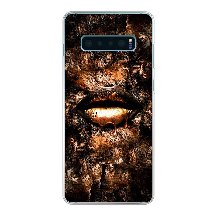 MuchoWow Handyhülle Frau - Lippen - Kupfer Phone Case Handyhülle Samsung Galaxy S10+ Silikon Schutzhülle