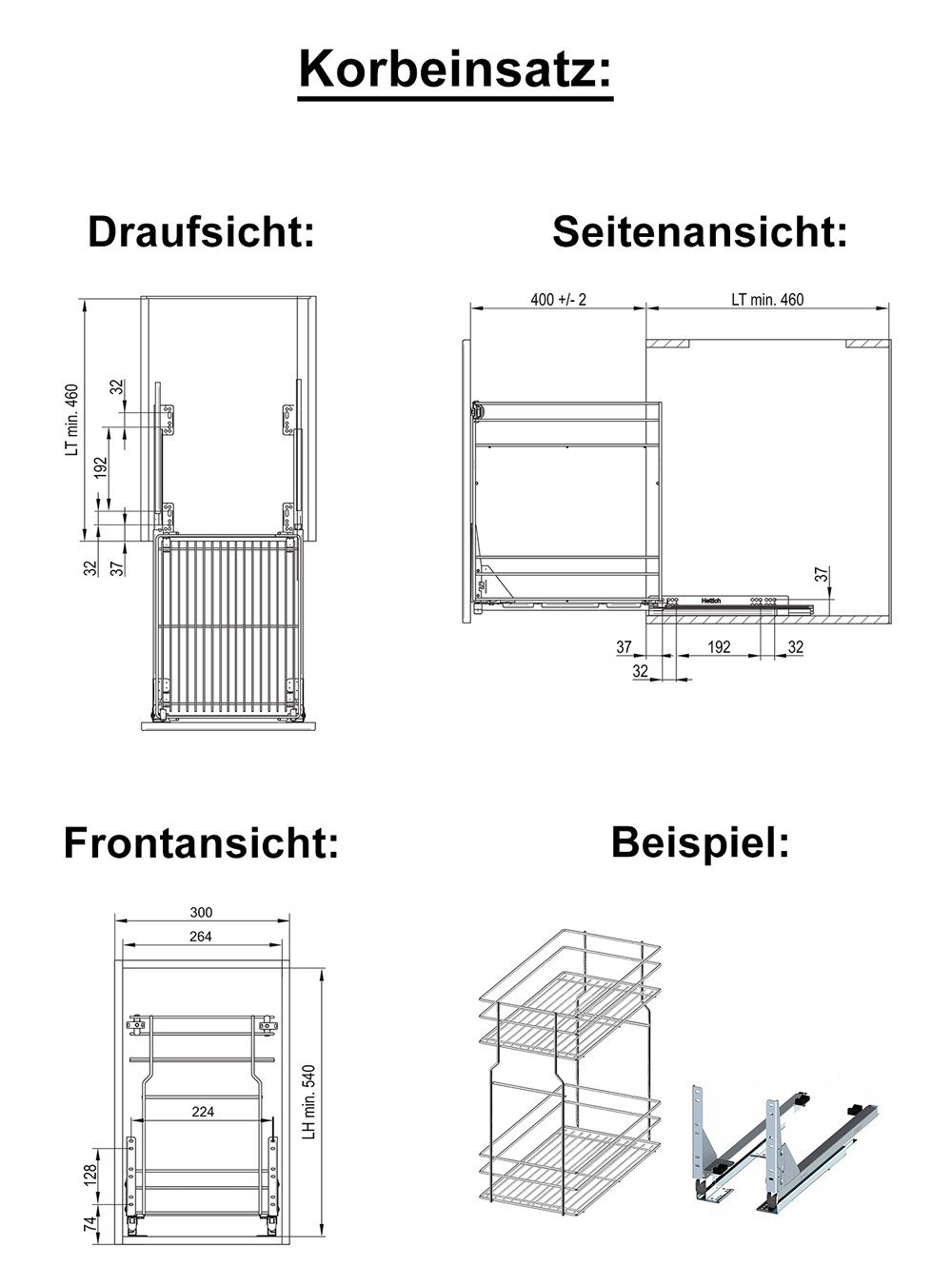 Feldmann-Wohnen Unterschrank Kvantum (Tür, Korbauszug, Schienensystem, Soft-Close-Funktion, 1-St., Fronten mit dekorativen Fräsungen und leicht abgerundeten Eck – Bild 5 von 5