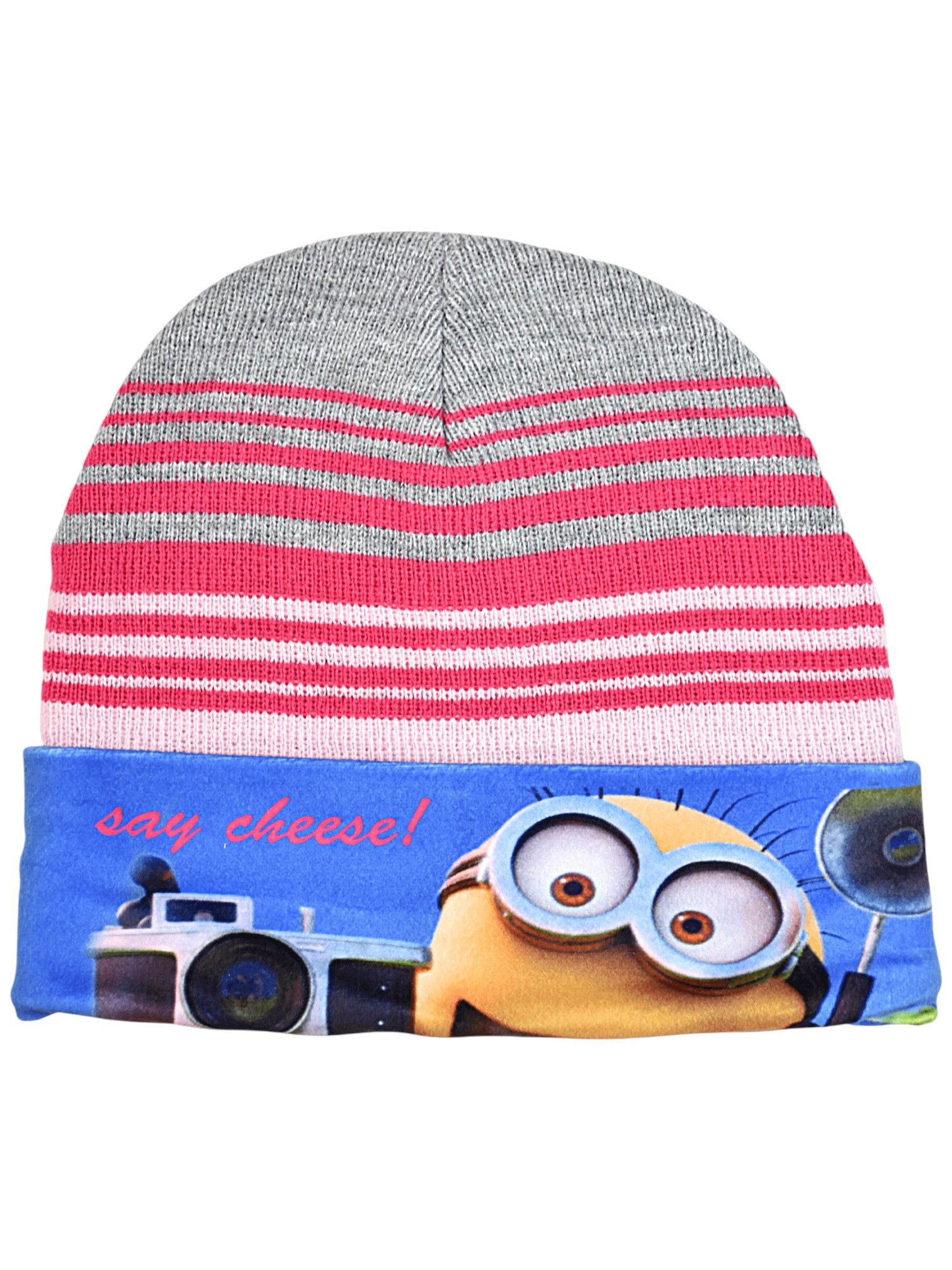 Minions Strickmütze mit Minions Motiv (2-St) Set mit Handschuhen - Wintermütze für Mädchen Gr. 52,54 cm