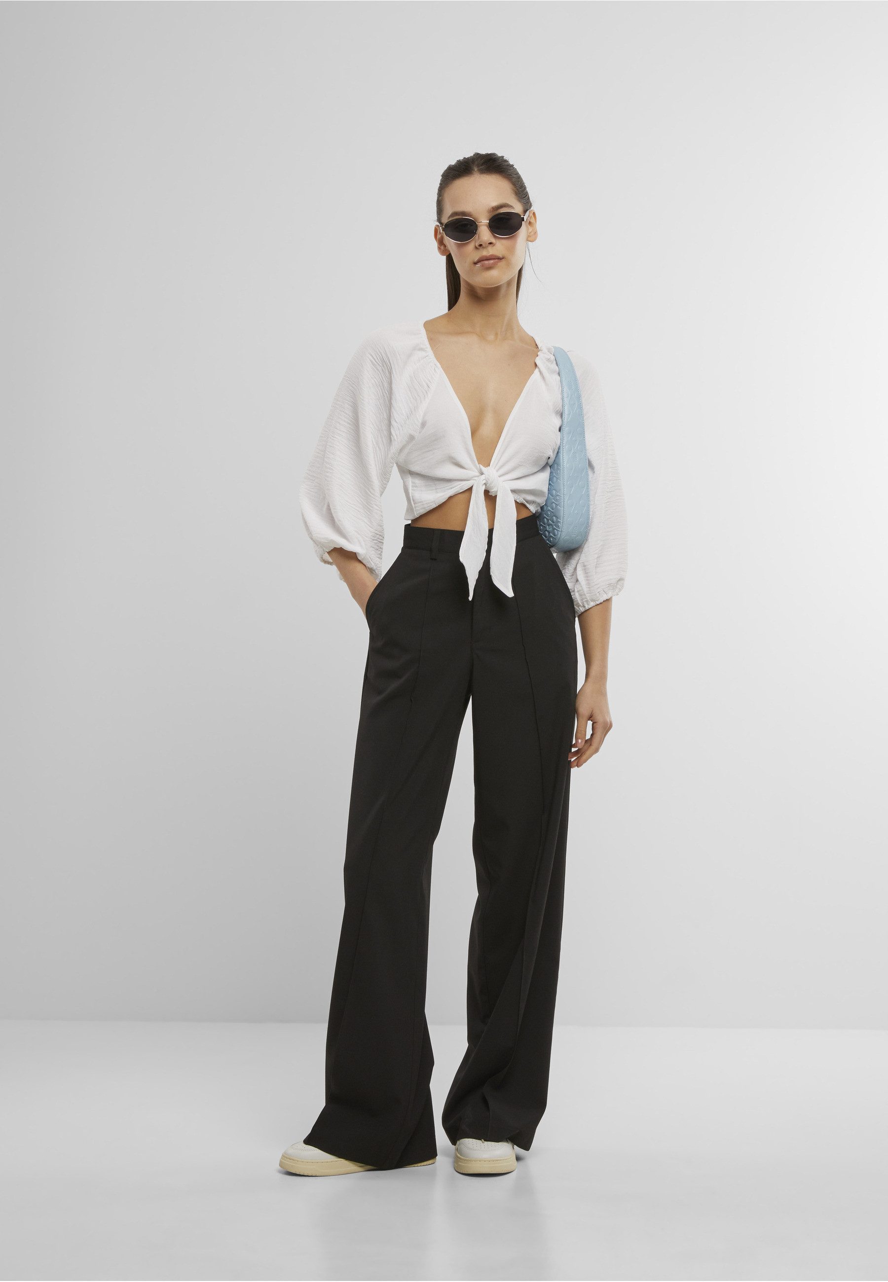URBAN CLASSICS Klassische Bluse Urban Classics Ladies Structured Knotted Blouse