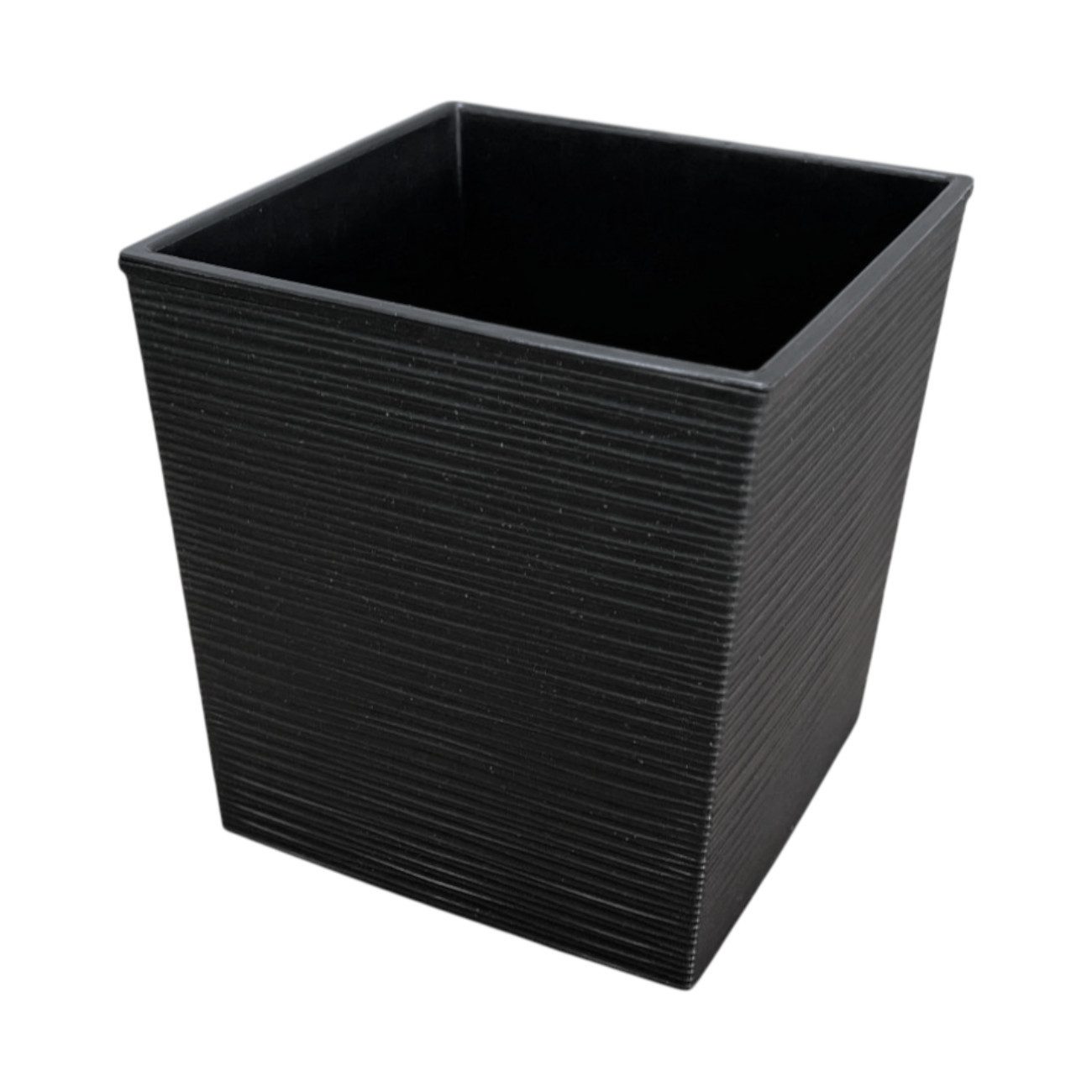 Engelland Pflanzkübel Blumentopf aus recyceltem Kunststoff & Holz (WPC), Rillenoptik (UV-beständig, wetterfest, quadratisch), Blumenkübel für Garten, Balkon, Terrasse, Innen- und Außenbereich