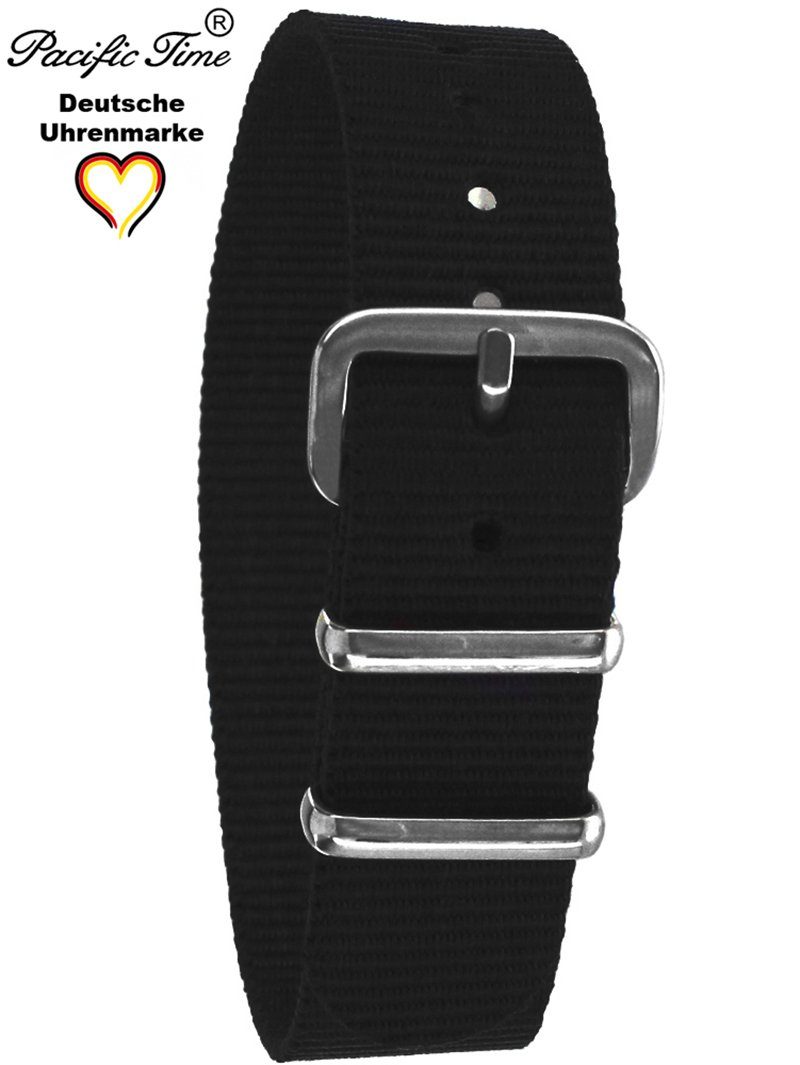 Pacific Time Uhrenarmband Wechselarmband Textil Nylon 16mm, Gratis Versand