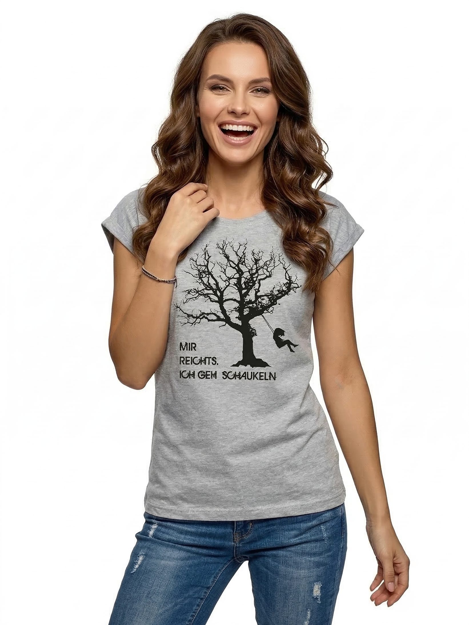 MAKAYA Print-Shirt Damen Freche T-Shirt Sprüche Frauen - Coole Oberteile Lustige Tops (Statement, Schwarz, Blau, Grau, Weiß, Rosa) Baumwolle