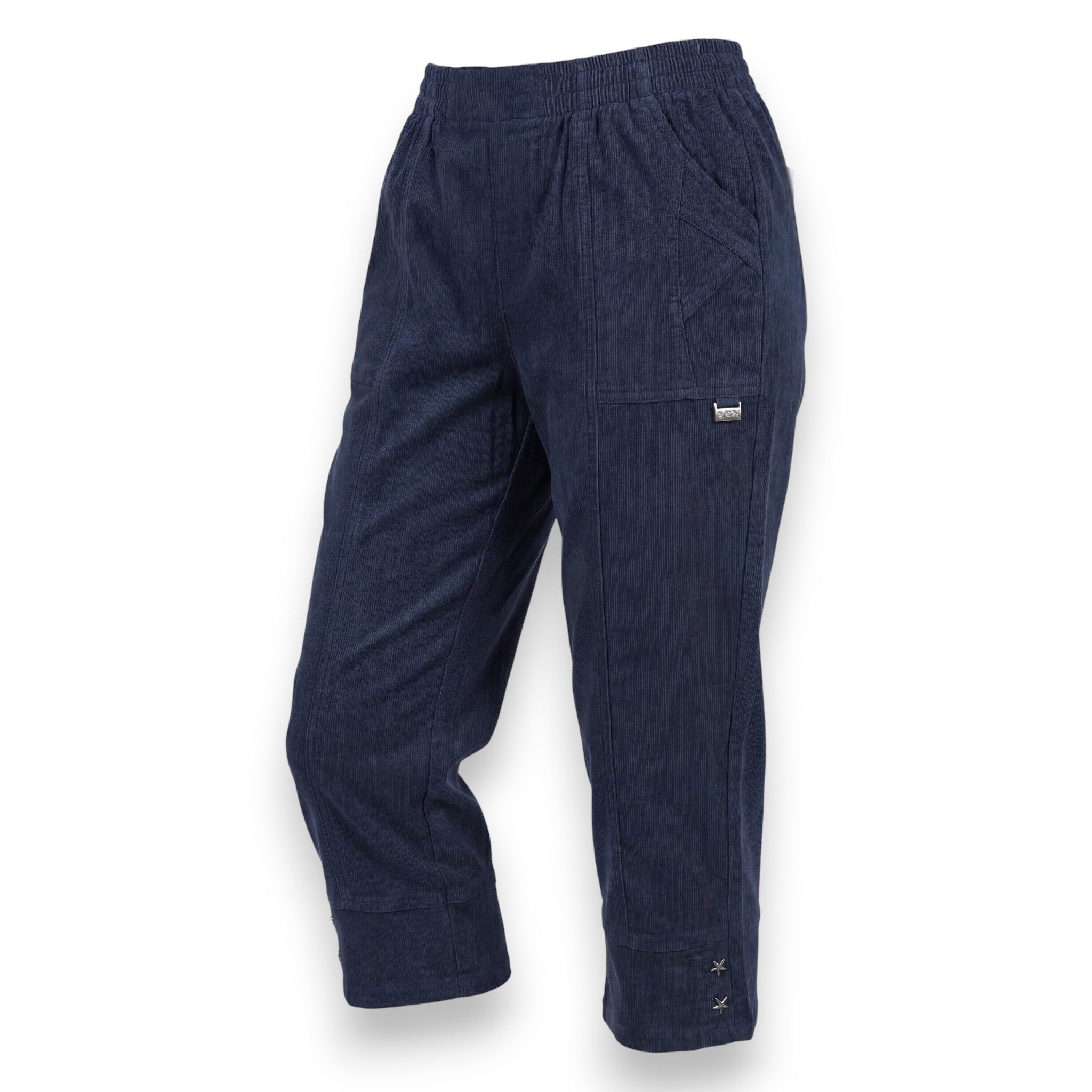 OriginalYou Caprihose Damen Stretch Hose Kurze Sommerhose mit Nadelstreifen mit elastischem Bund, auch in großen Größen erhältlich 36-50