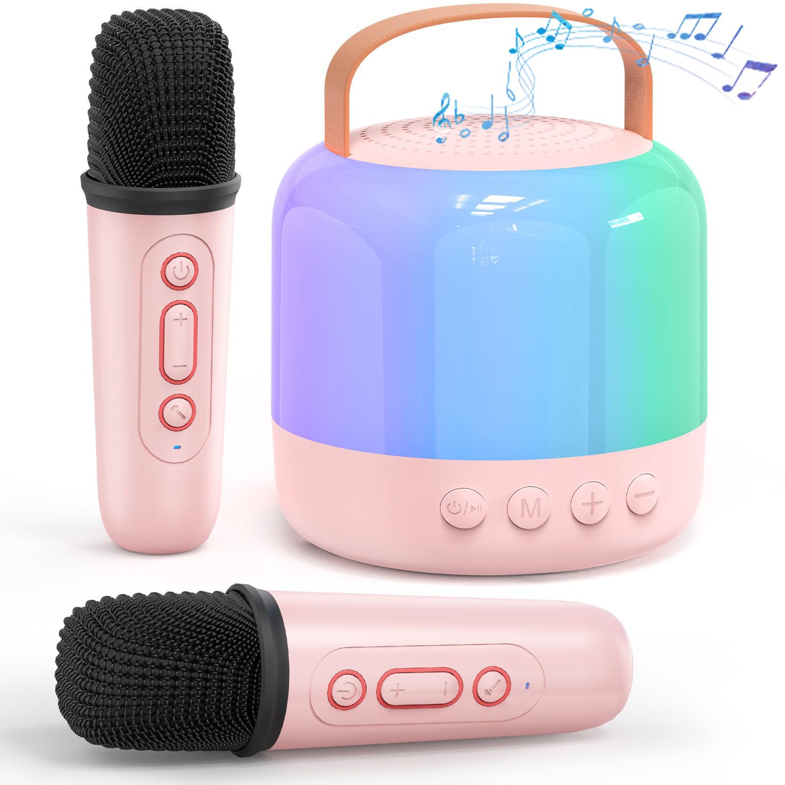 MOPUEA Tragbarer Bluetooth Lautsprecher für Kinder mit Karaoke-Funktion Lautsprecher (5 W, RGB-LED-Licht, 3D Stereo Sound und Stimmverzerrer, 5 Stimmwechselmodi)