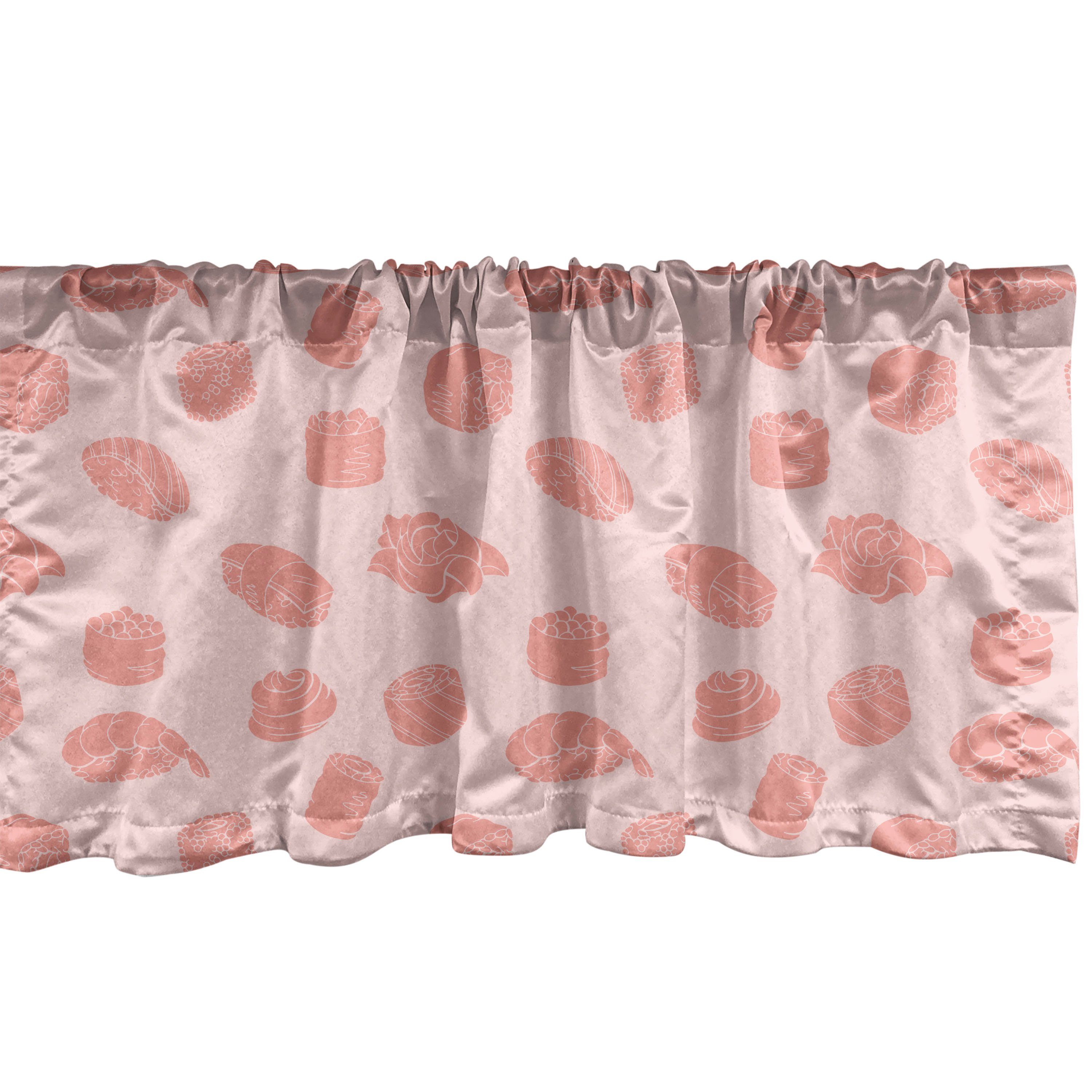 Scheibengardine Vorhang Volant für Küche Schlafzimmer Dekor mit Stangentasche, Abakuhaus, Microfaser, Sushi Küche Köstliche Wrap