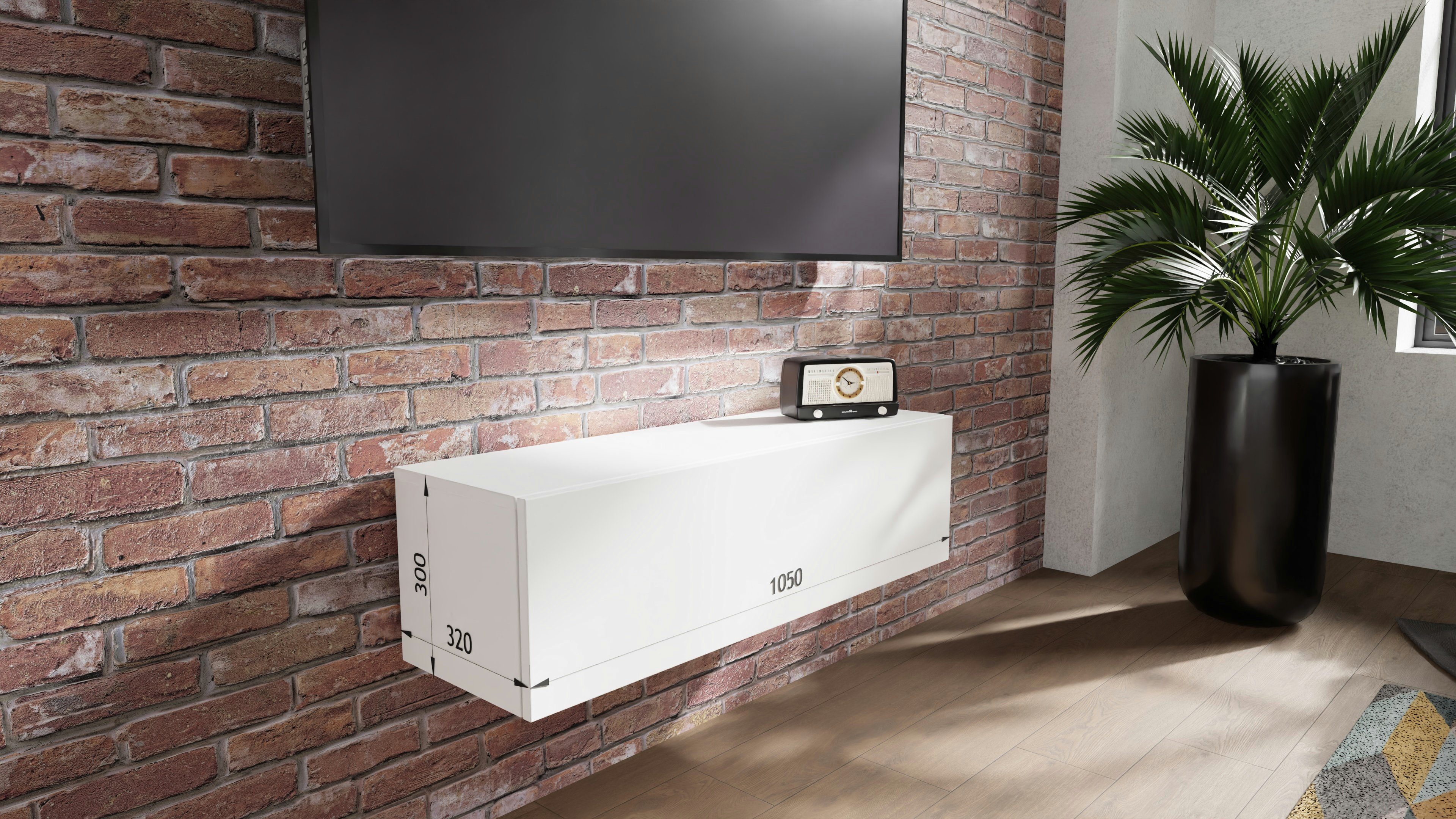 Platan Room Lowboard, Fernsehschrank 105/140/160/210/280cm breit Hängend Stehend Hochglanz