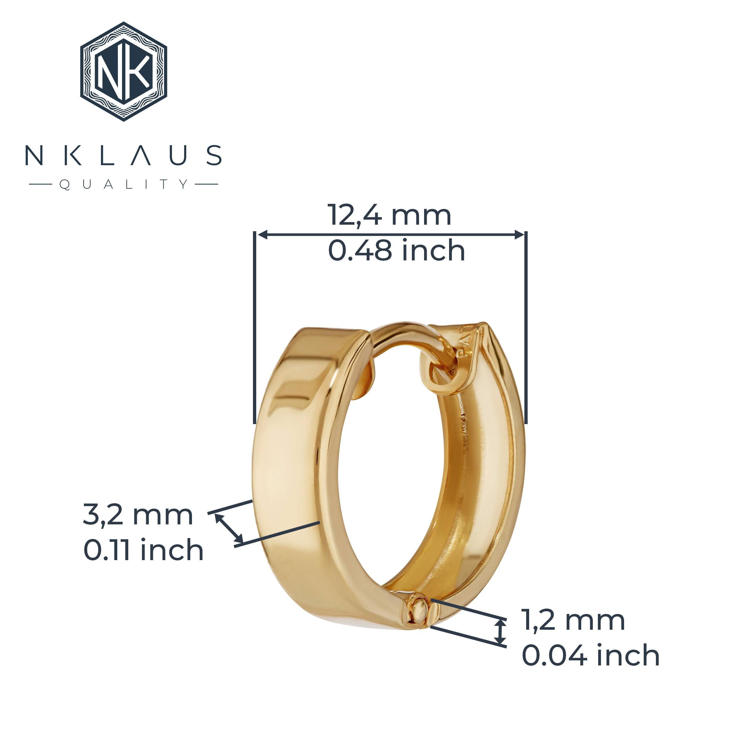 NKlaus Klappcreolen Einzel 585 Gelbgold Klappcreolen Ohrringen 12,4 X (Einzel - 1 Stück)