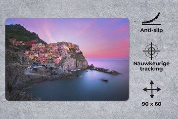 MuchoWow Gaming Mauspad Lila Himmel über Cinque Terre in Italien (1-St), Büro für Tastatur und Maus, Mousepad Gaming, 90x60 cm, XXL, Großes