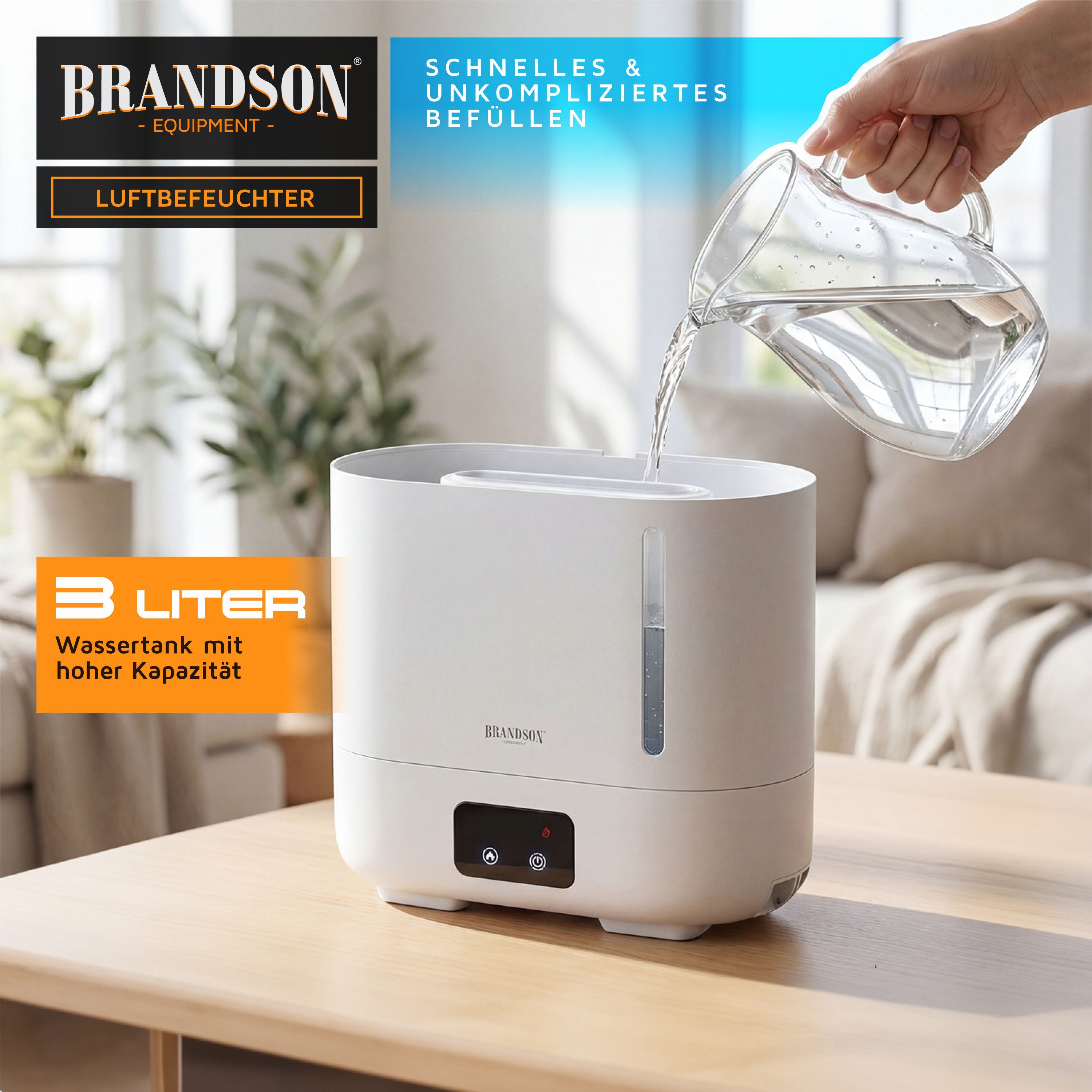 Brandson Luftbefeuchter Aroma Diffuser mit Fernbedienung, Raumbefeuchter, Flammeneffekt, 3 l Wassertank, Ultraschall, 3 l Wassertank, 4 Nebenstufen, für Wohn- und Schlafzimmer