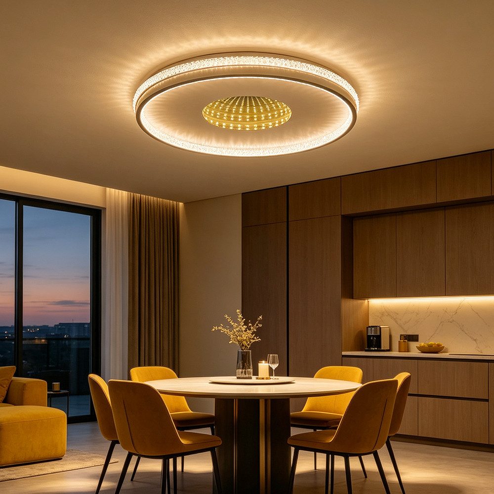 Eurohandisplay LED Deckenleuchte dimmbar LED Deckenleuchte Infinity RGB Fernbedienung 3D Tunneleffekt, LED fest integriert, RGB, Warm- bis Kaltweiß, 3D-Infinity