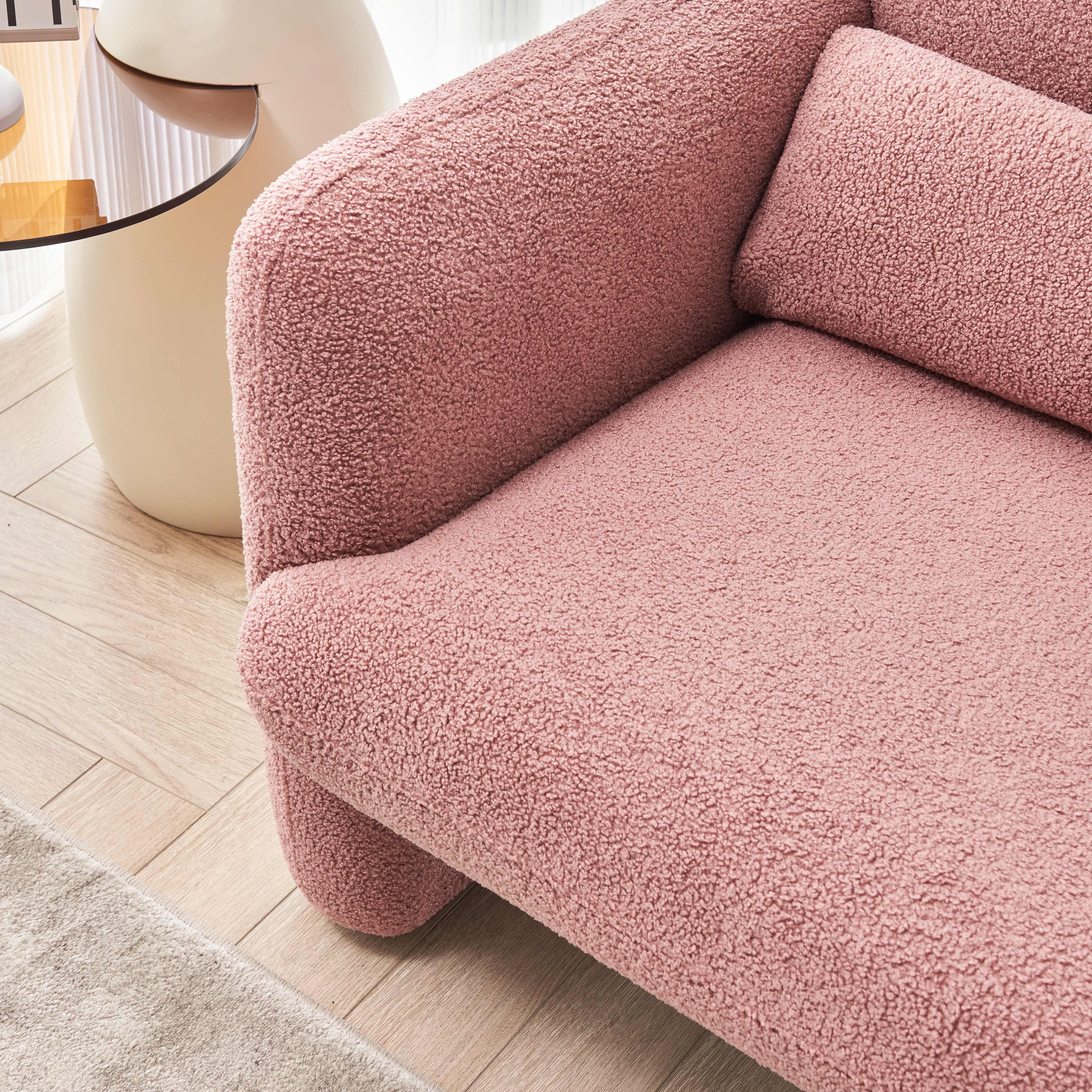OKWISH Loungesessel Polsterstuhl Einzelsofa Sessel beweglichem (mit Relaxsessel Sitze Hochelastische Lammwolle), Schlafsessel Lendenkissen, rosa