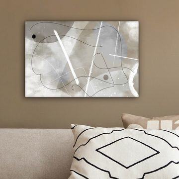 OneMillionCanvasses® Leinwandbild Linienkunst - Grau - Abstrakt, (1 St), Leinwand Bilder Klein, Wand Dekoration 30x20 cm